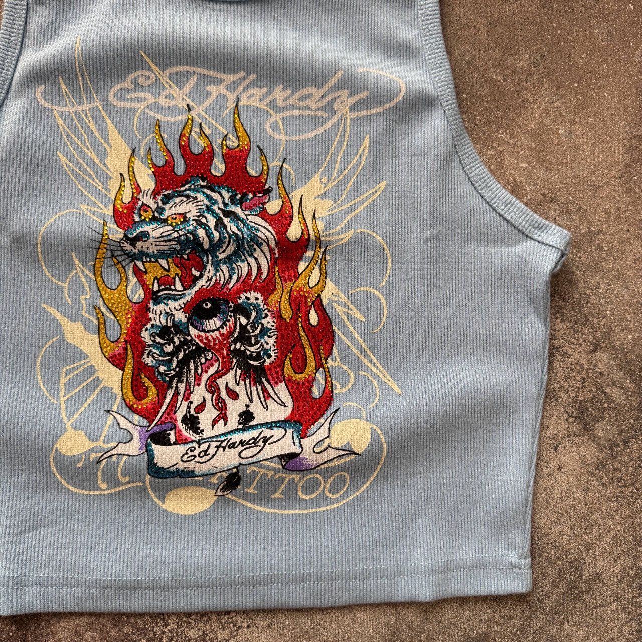 Ed Hardy Ed Hardy Y2K Tiger Printed Ribbed Tank Top Size M / US 6-8 / IT 42-44 - 6 Thumbnail