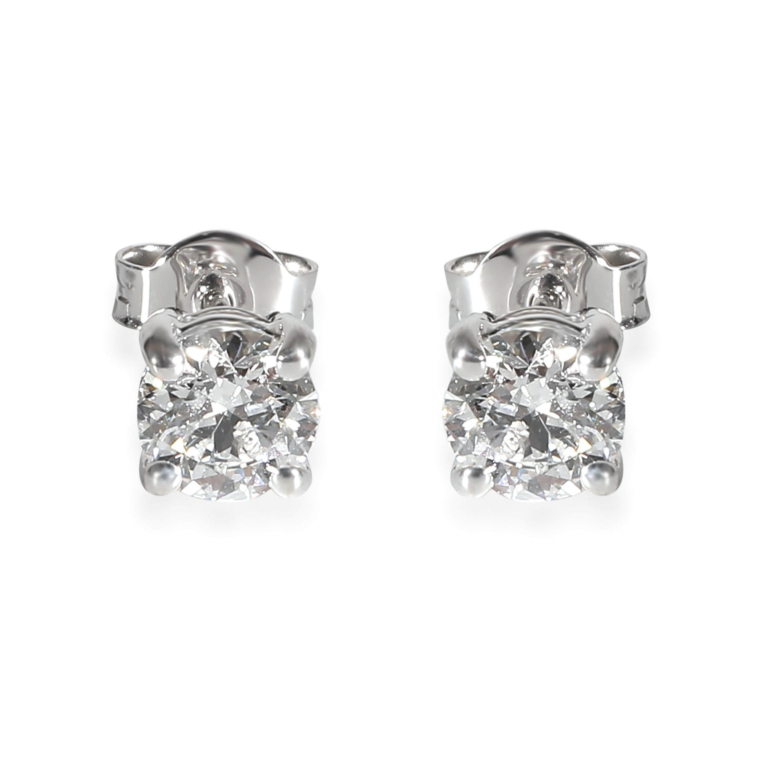 image of Diamond 4 Prong Stud Earring In 18K White Gold D Vvs1 1.38 Ctw, Women's