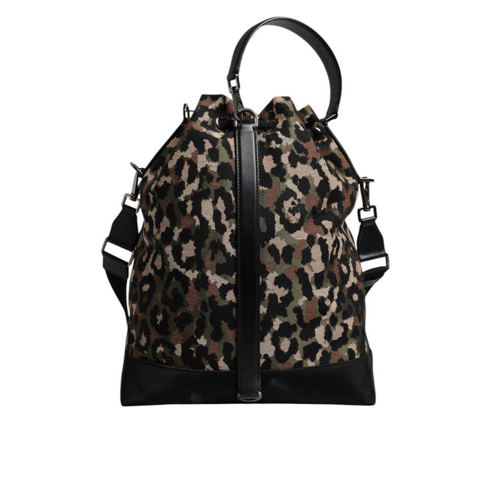 Dolce & Gabbana Dolce & Gabbana Multicolor Leopard Cotton Shoulder Bucket Ba Size ONE SIZE - 6 Thumbnail