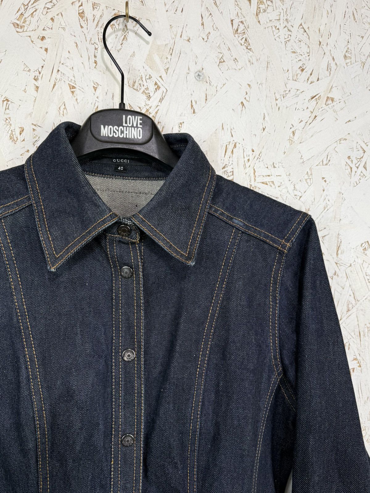 Gucci 90s Gucci Tom Ford SS99 Snap Button Denim Jacket Blue 40 Size S / US 4 / IT 40 - 2 Thumbnail