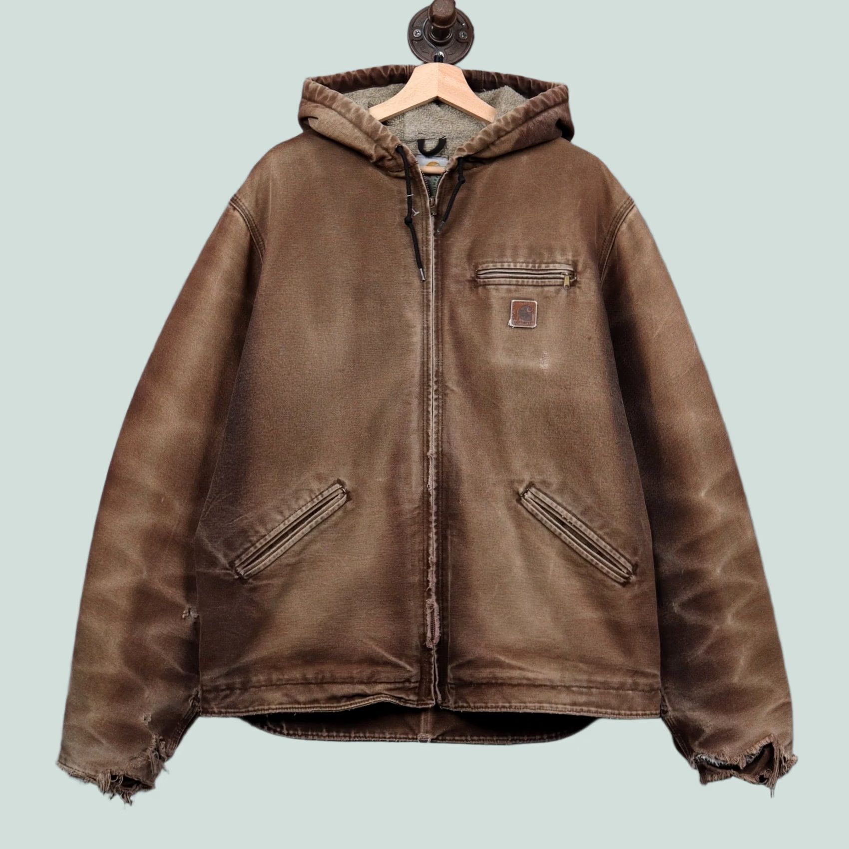 Carhartt × Vintage J181 BLK Bomber Work Jacket Hoodie Thrashed
