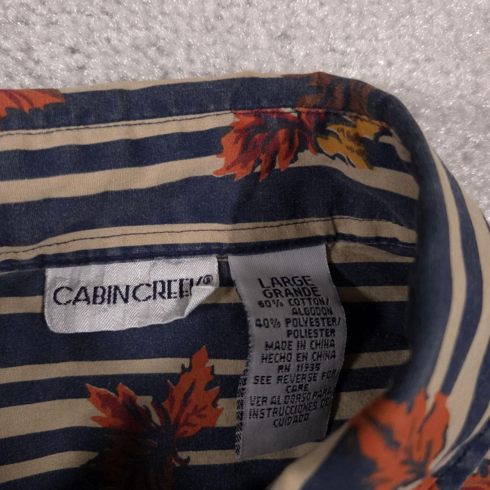 Vintage VINTAGE Cabin Creek Shirt Womens Large Blue Beige Striped Autumn Leaves Button Up Pocket Size L / US 10 / IT 46 - 6 Thumbnail