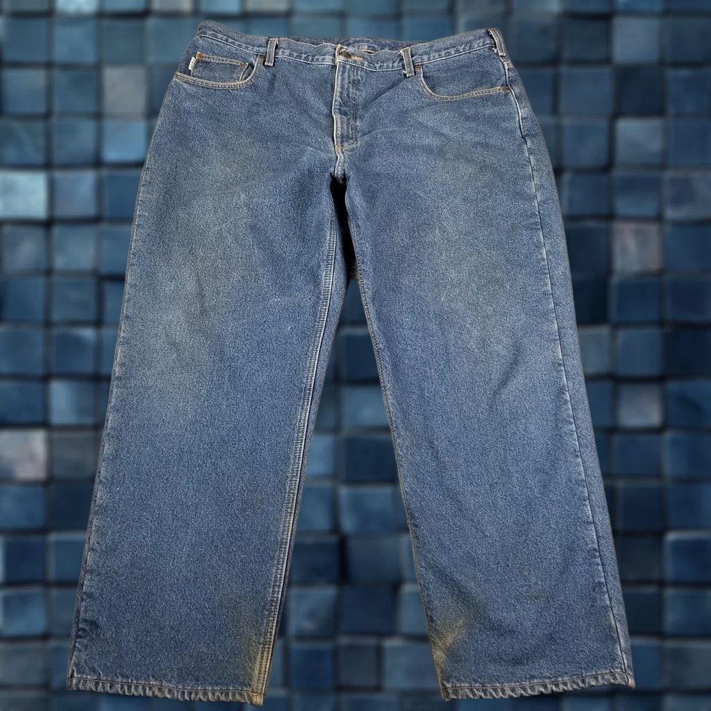 Carhartt Carhartt Fleece Lined Blue Jeans Denim Straight Leg 42x30 Mens Regular Size 42 Inseam 30 USA DST B155 DST Docked Logo Vintage: No Size US 42 / EU 58 - 1 Thumbnail