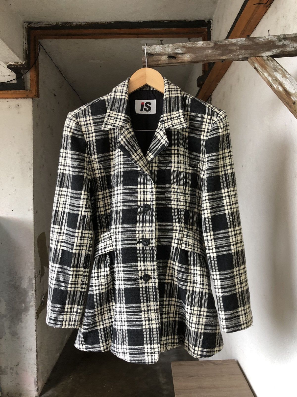 Issey Miyake Vintage Issey Miyake IS Cotton Checked Coat Jacket Size M / US 6-8 / IT 42-44 - 4 Thumbnail