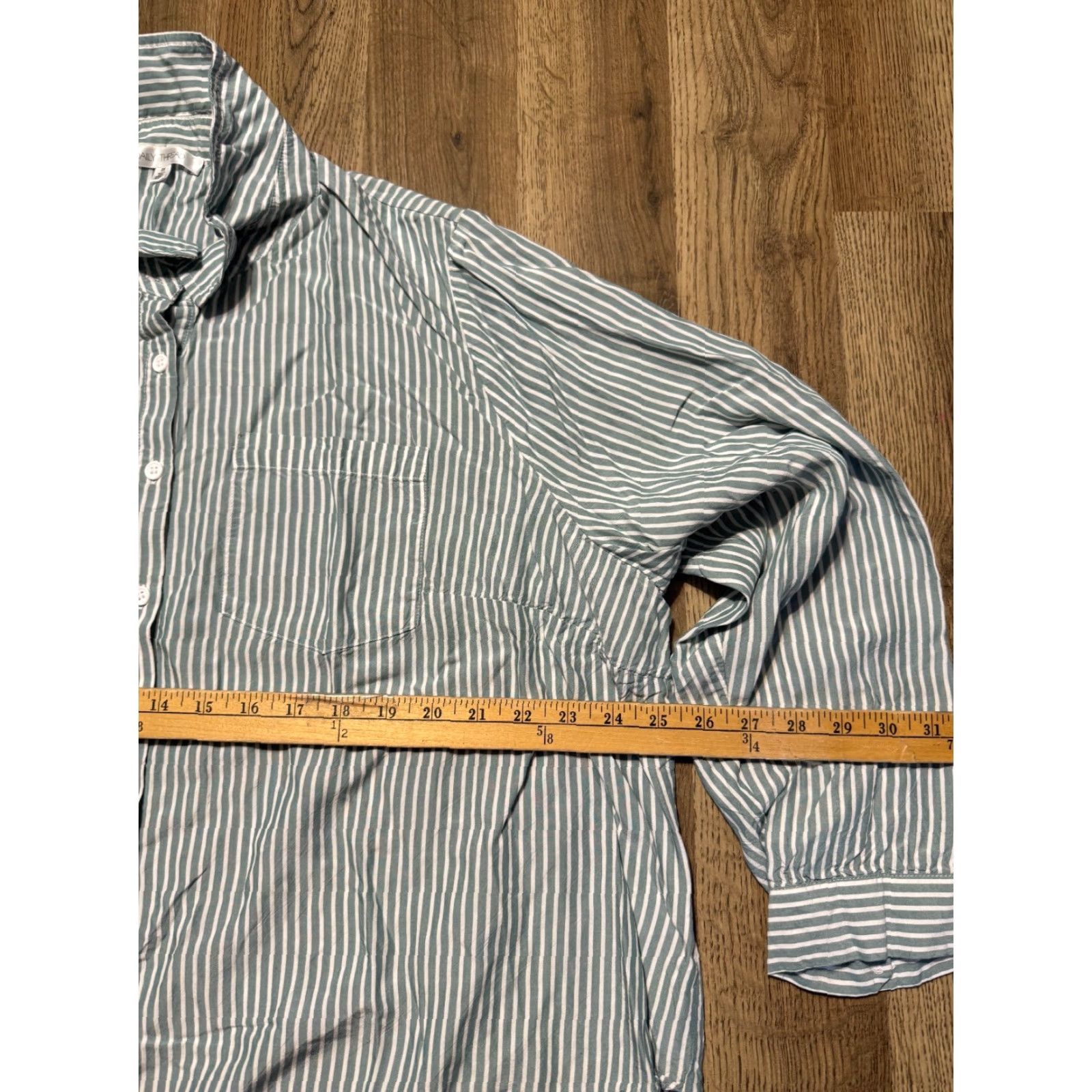 Vintage Daily Thread Shirt Women 2X Green White Striped Long Sleeve Button-Up Shirt Size XXL / US 16-18 / IT 52-54 - 6 Thumbnail