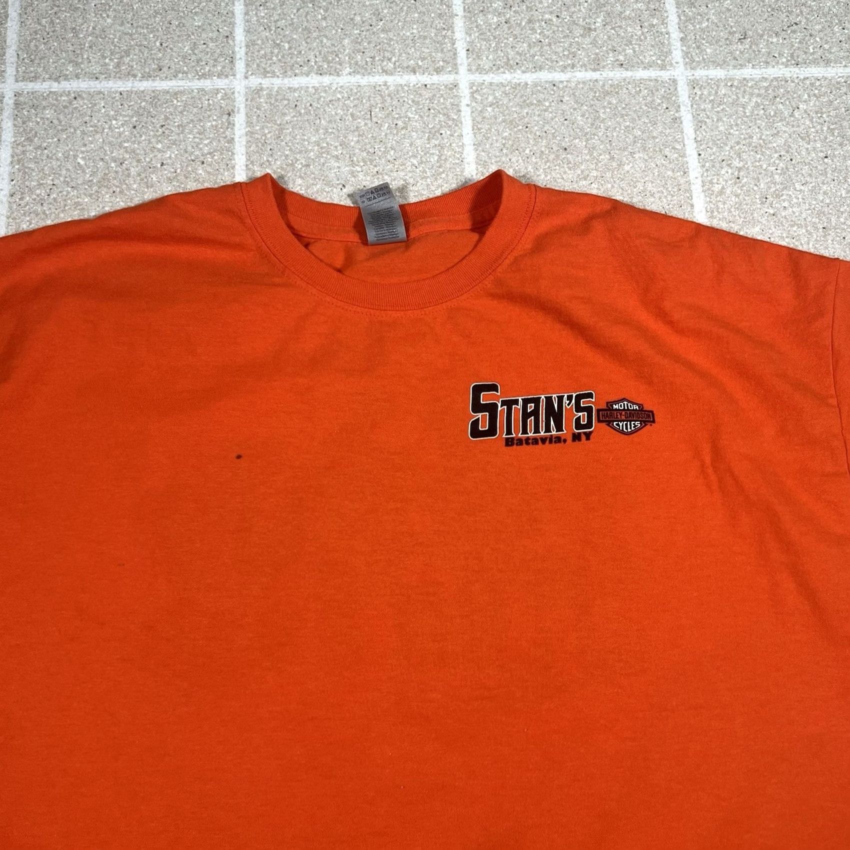 Harley Davidson HARLEY-DAVIDSON T-Shirt Men 2XL Orange Biker New York Stan’s Batavia NY Motorcycle Vintage Size US XXL / EU 58 / 5 - 4 Thumbnail
