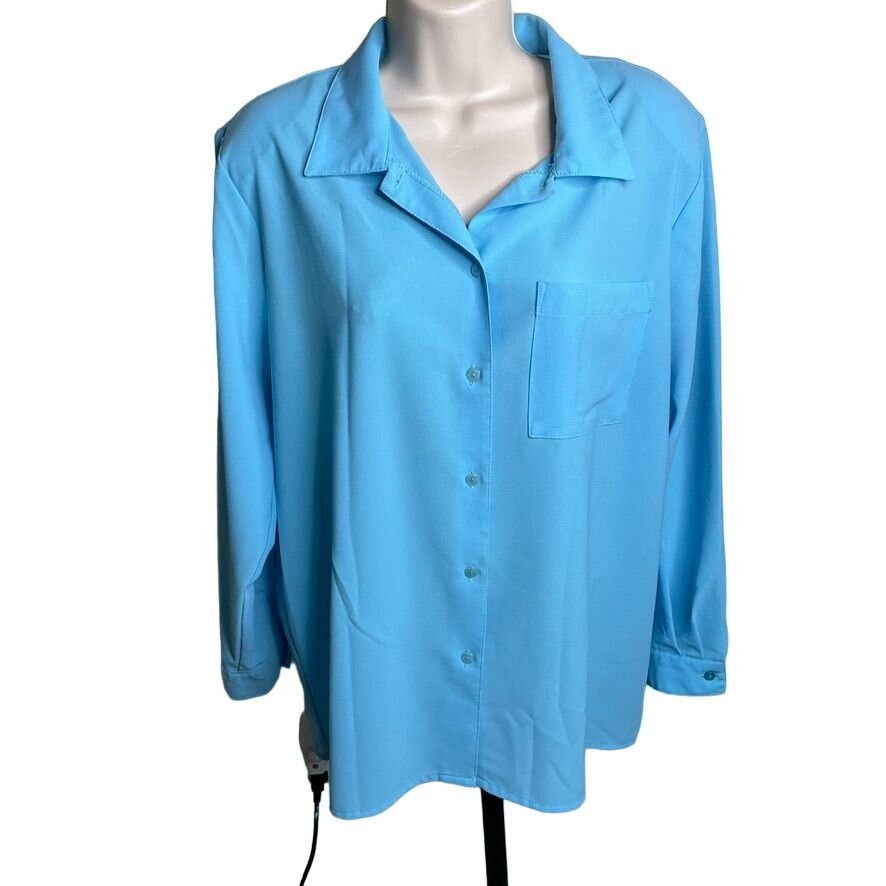 Other Womens Button Down Dress Blouse Lightweight Blue Top Plus Si Size XL / US 12-14 / IT 48-50 - 1 Thumbnail