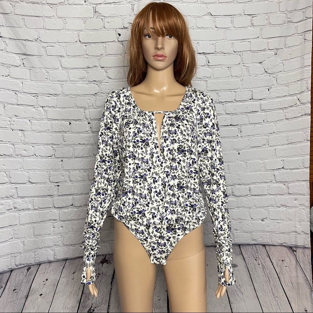 Free People NWT New $ 78 Free People Kaya Printed Floral Bodysuit Size Size L / US 10 / IT 46 - 4 Thumbnail