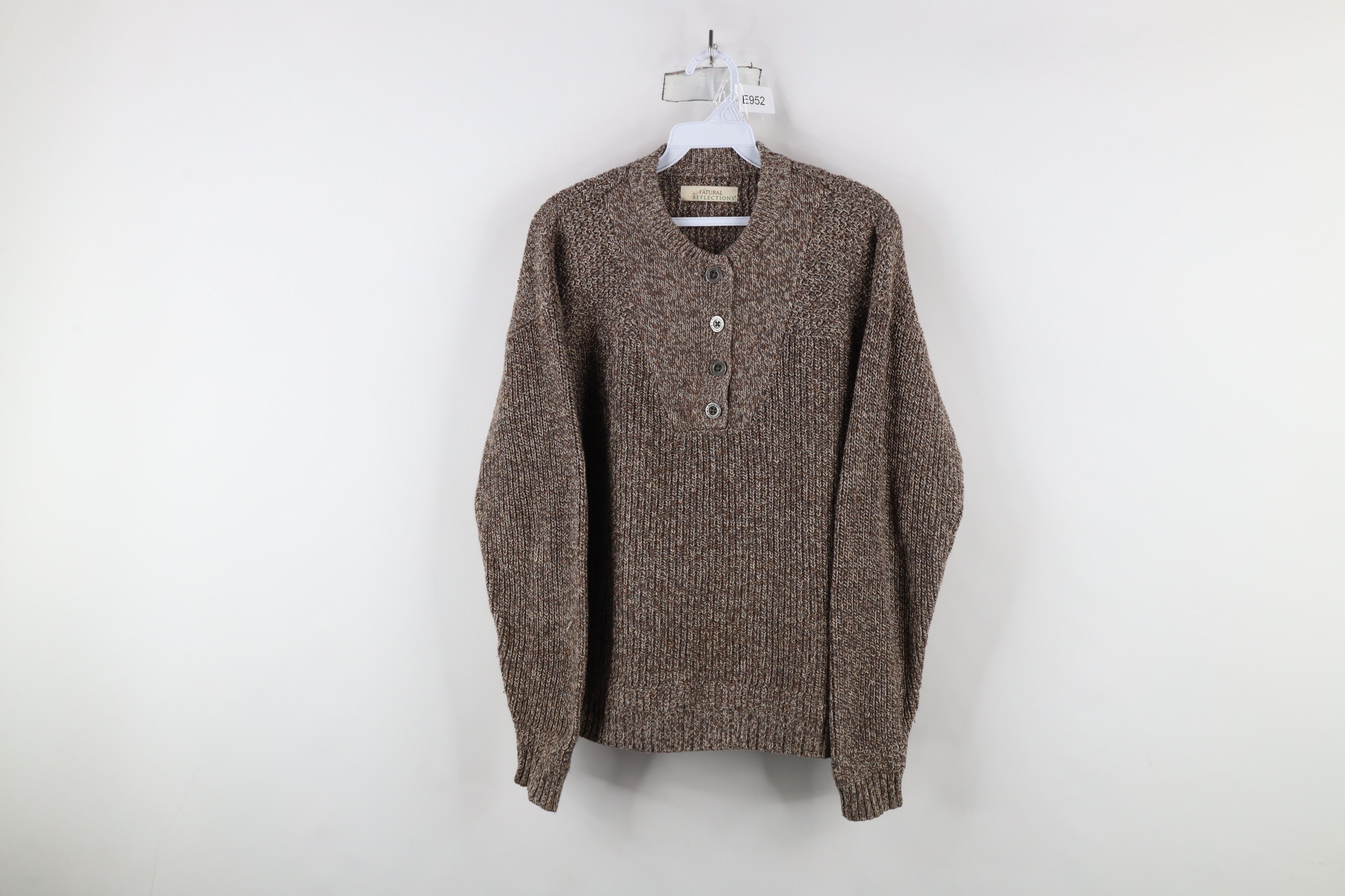 Vintage Vintage 90s Streetwear Ribbed Knit Henley Sweater Brown Size M / US 6-8 / IT 42-44 - 1 Thumbnail