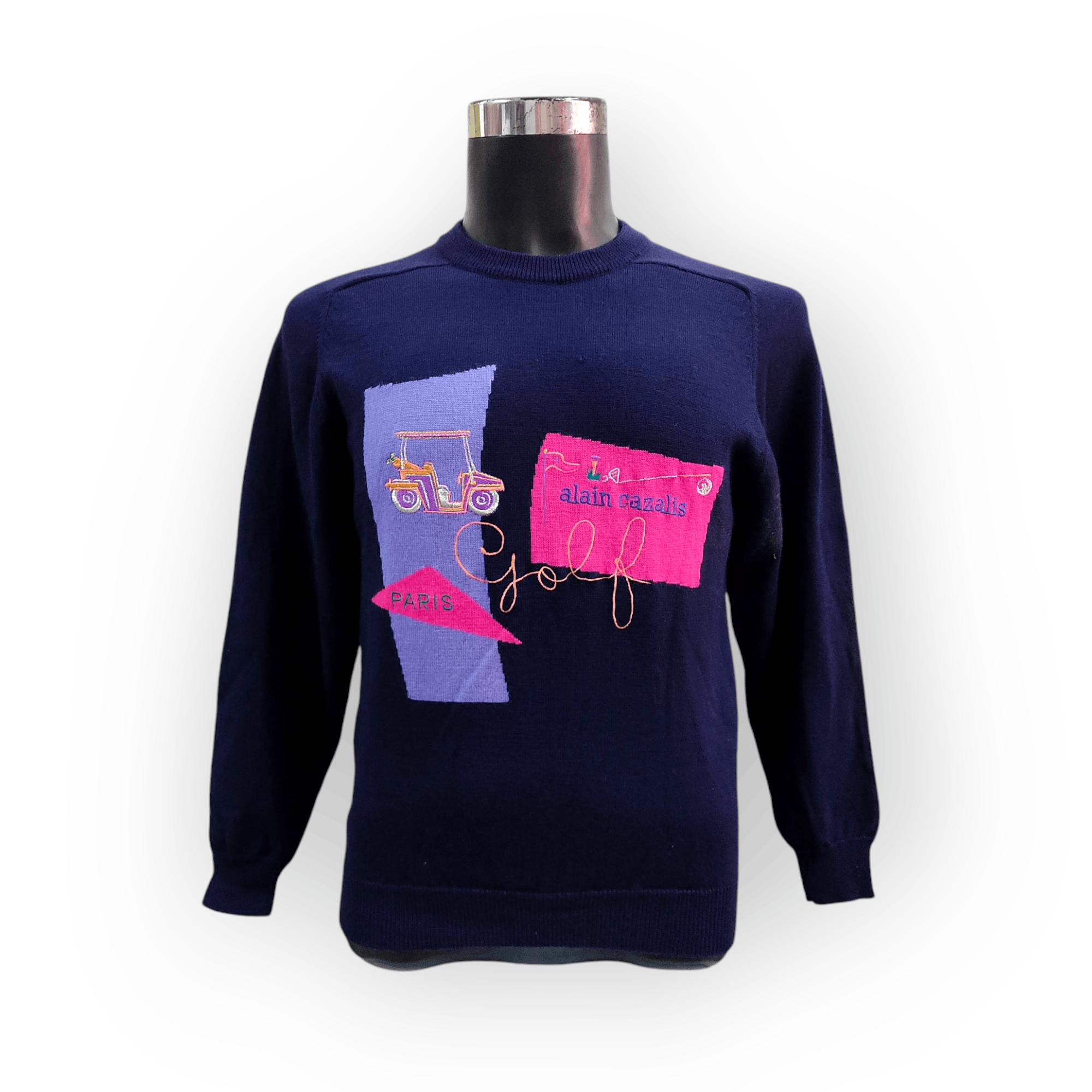 Designer × Les Artists × Vintage Alain Cazalis Paris Golf Comics Art Wool Sweatshirt Size US S / EU 44-46 / 1 - 1 Thumbnail