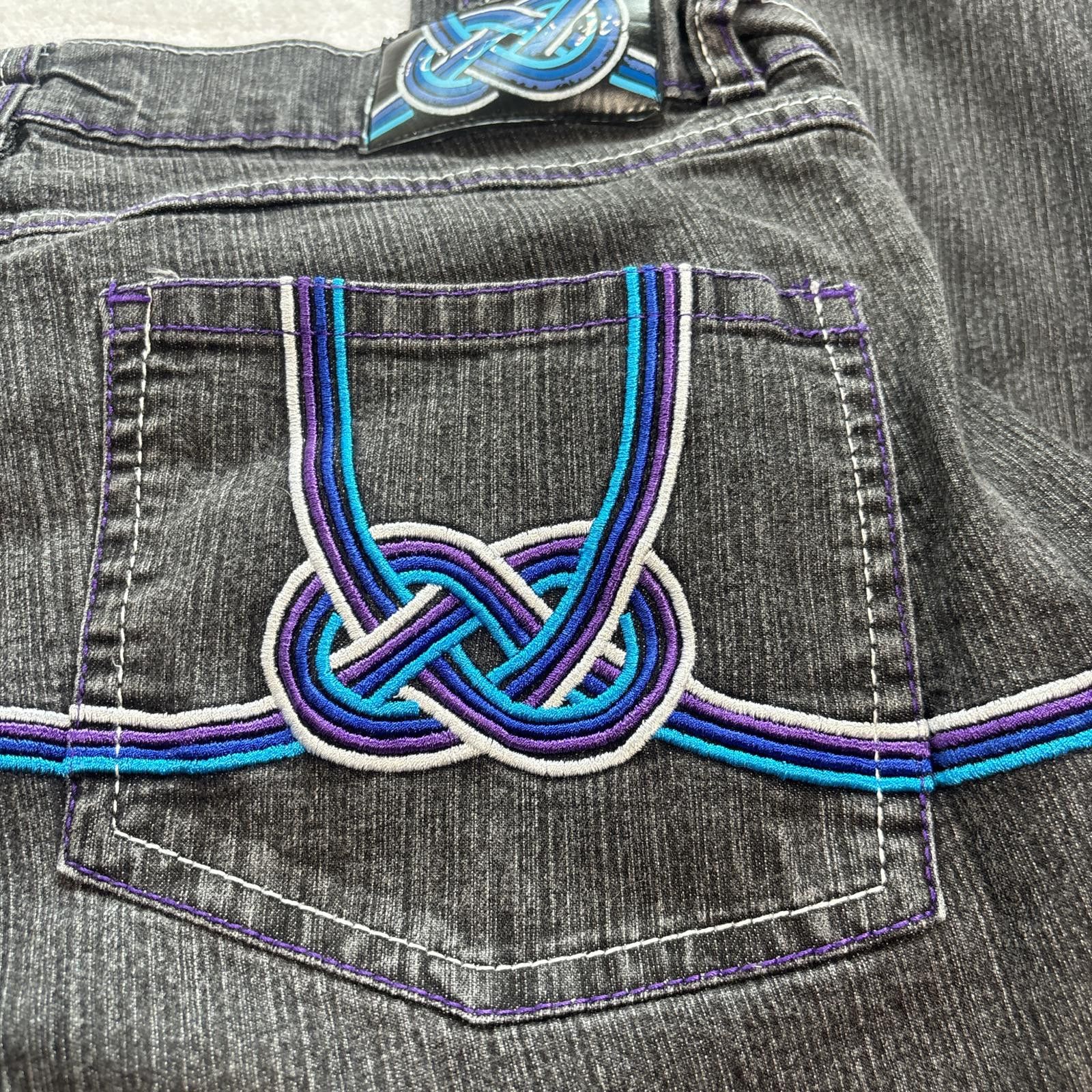 Other y2k streetwear embroidered dark wash jeans Size 34" / US 12 / IT 48 - 3 Thumbnail
