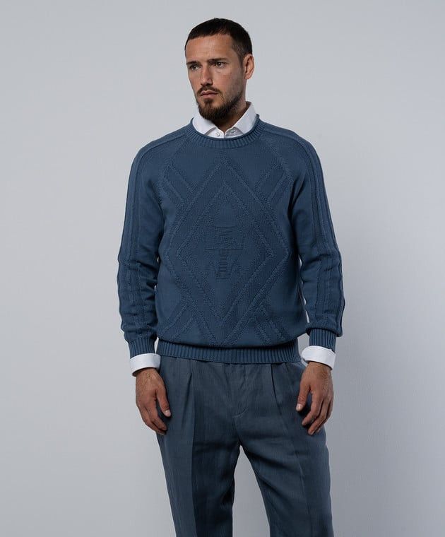 Brunello Cucinelli o1w1db10925 Sweater in Blue Size US M / EU 48-50 / 2 - 3 Thumbnail