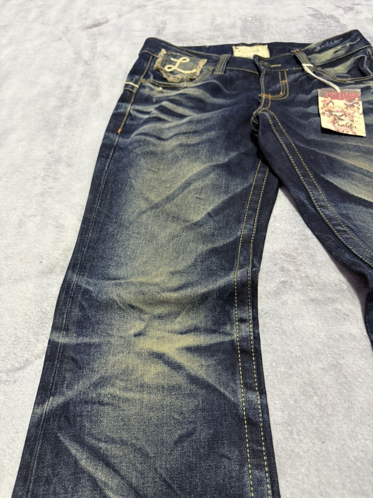 If Six Was Nine Lolita By Concert Club Shadow Mud Wash Claw Flared Jeans Size US 30 / EU 46 - 8 Thumbnail