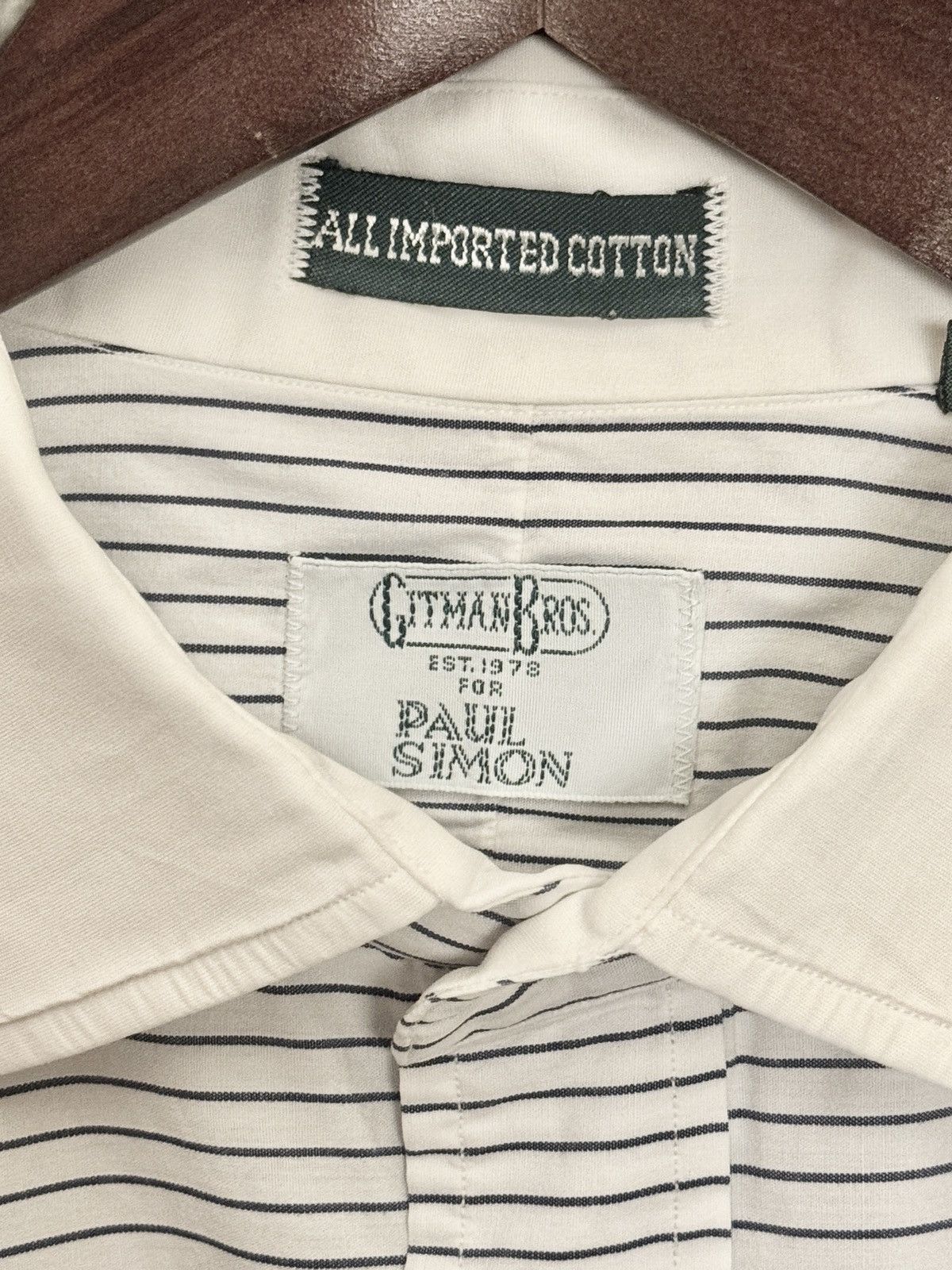 Gitman Bros. Vintage Gitman x Paul Simon Blue/White Striped Dress Shirt Size US L / EU 52-54 / 3 - 2 Thumbnail
