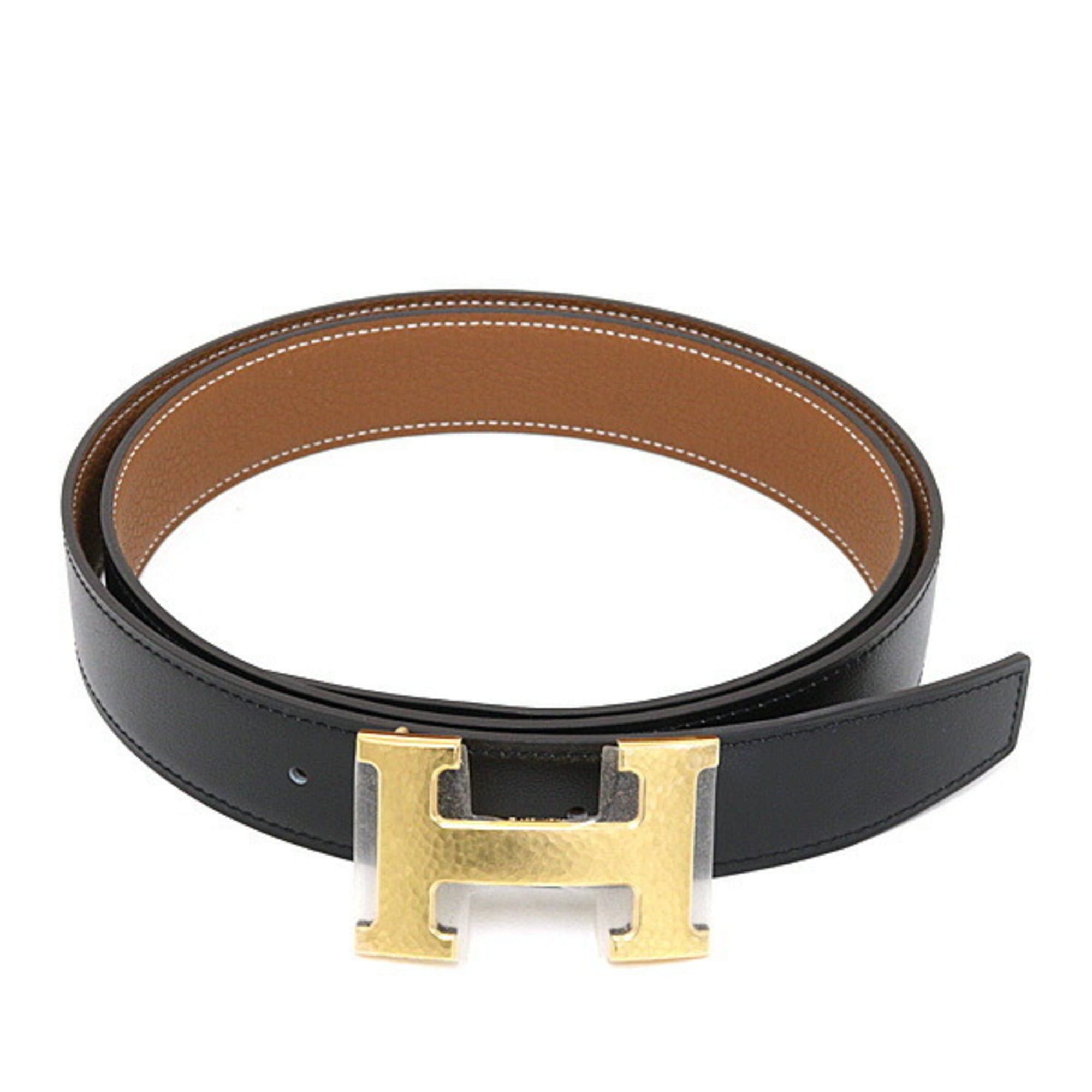 Hermes Hermes belt buckle "H" Maltre & leather (kit) 32 calfskin 135 Togo black/gold with W stamp, unused. Size ONE SIZE - 1 Thumbnail