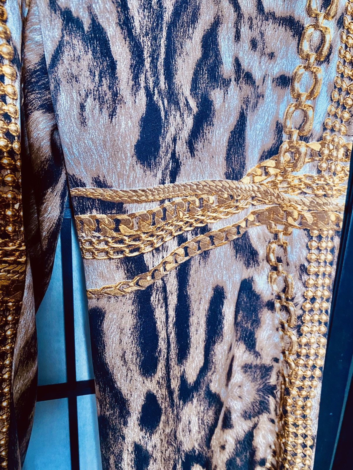 Roberto Cavalli Roberto Cavalli Leopard & Gold Chains Silk Pants Size 25" / US 0 / IT 36 - 12 Thumbnail