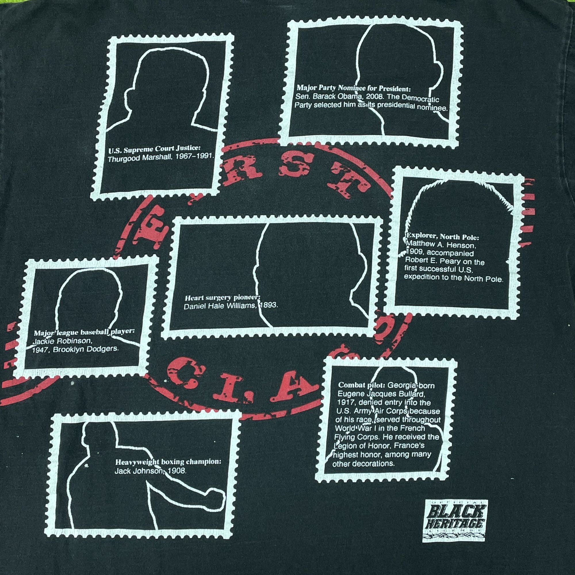 Vintage Phat Doc Black History Stamps All Over Print Black T-Shirt Size US XXL / EU 58 / 5 - 4 Thumbnail