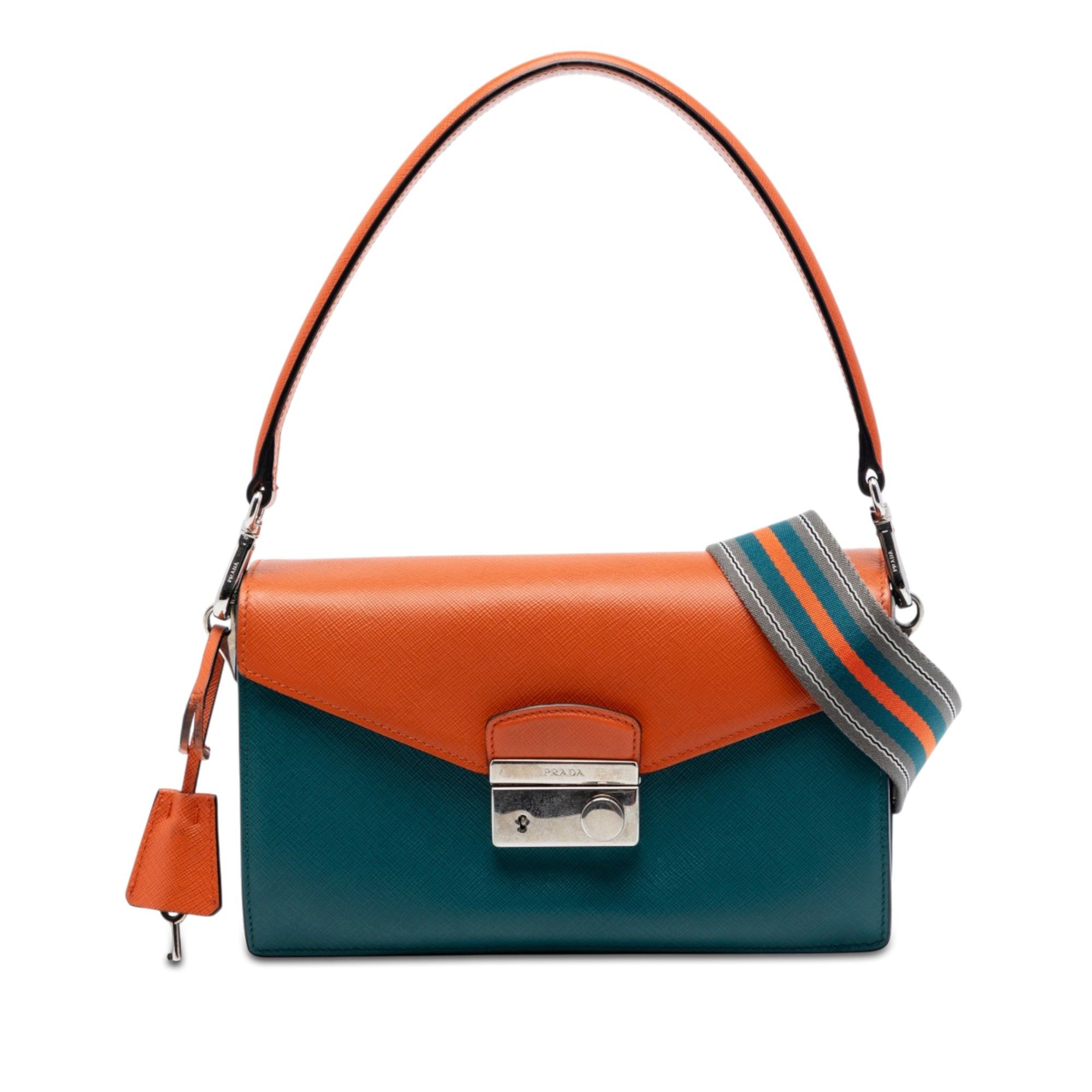Prada Bicolor Saffiano Lux Sound Lock Satchel Size ONE SIZE - 1 Thumbnail