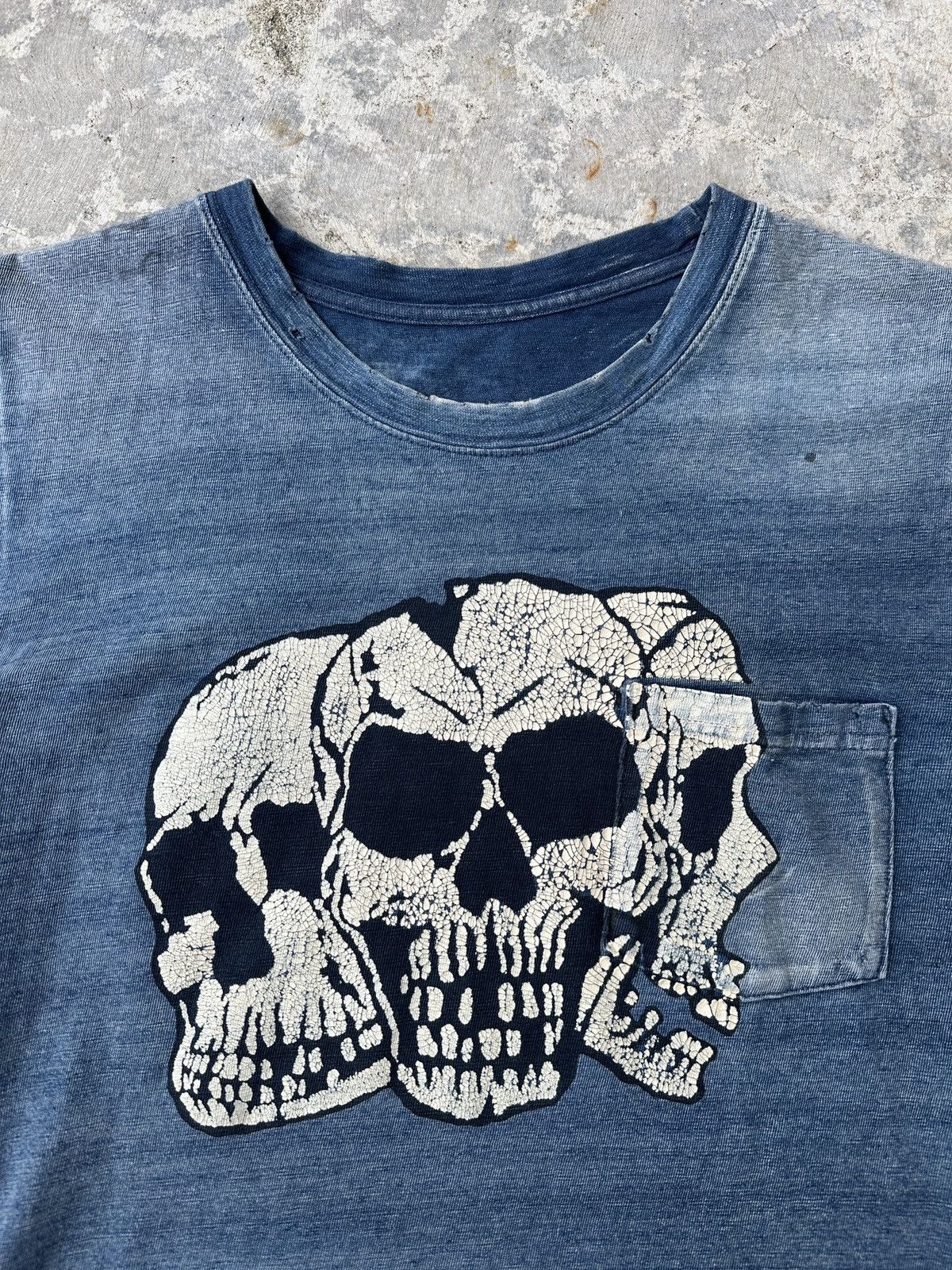 Kapital Triple skull skeleton journeyman sunfade stencile pocket tee Size US M / EU 48-50 / 2 - 3 Thumbnail