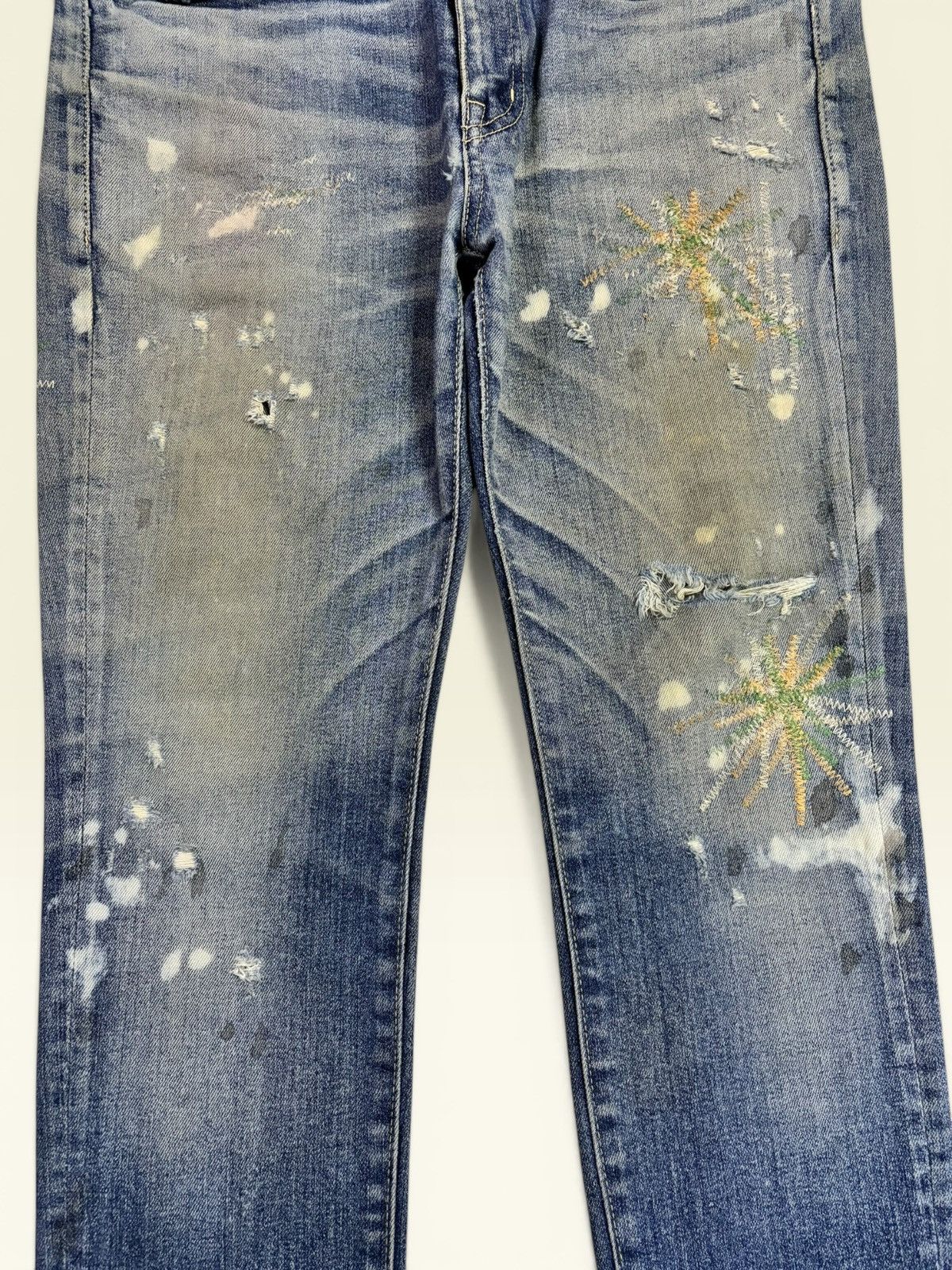 Hysteric Glamour Japan Glamb Sparkler Embroidered Splatter Punk Skinny Jeans Size US 32 / EU 48 - 4 Thumbnail