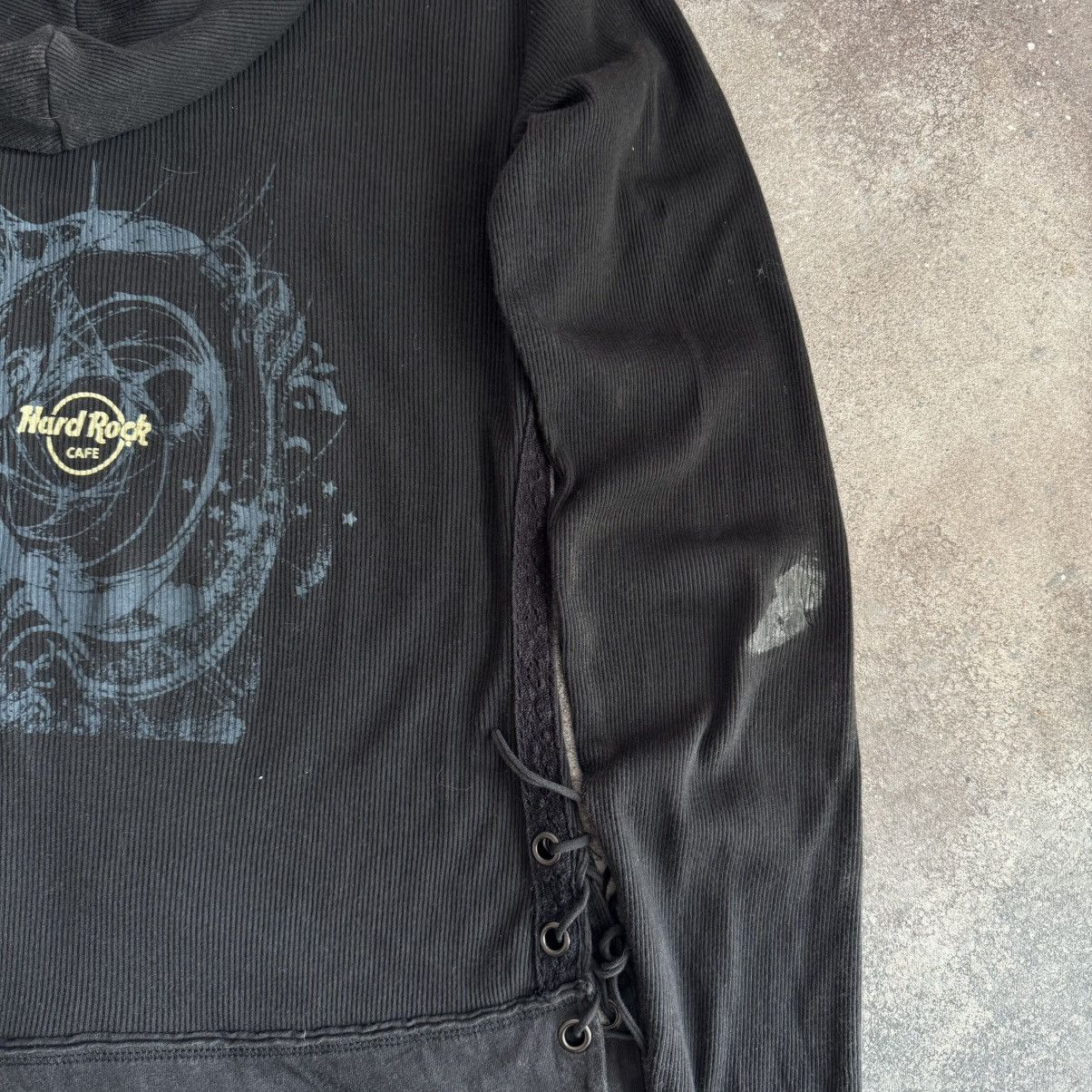 Hard Rock Cafe × Vintage Hard Rock Cafe Y2K Vintage Grunge Gothic Ribbed Zip Hoodie Size M / US 6-8 / IT 42-44 - 9 Thumbnail
