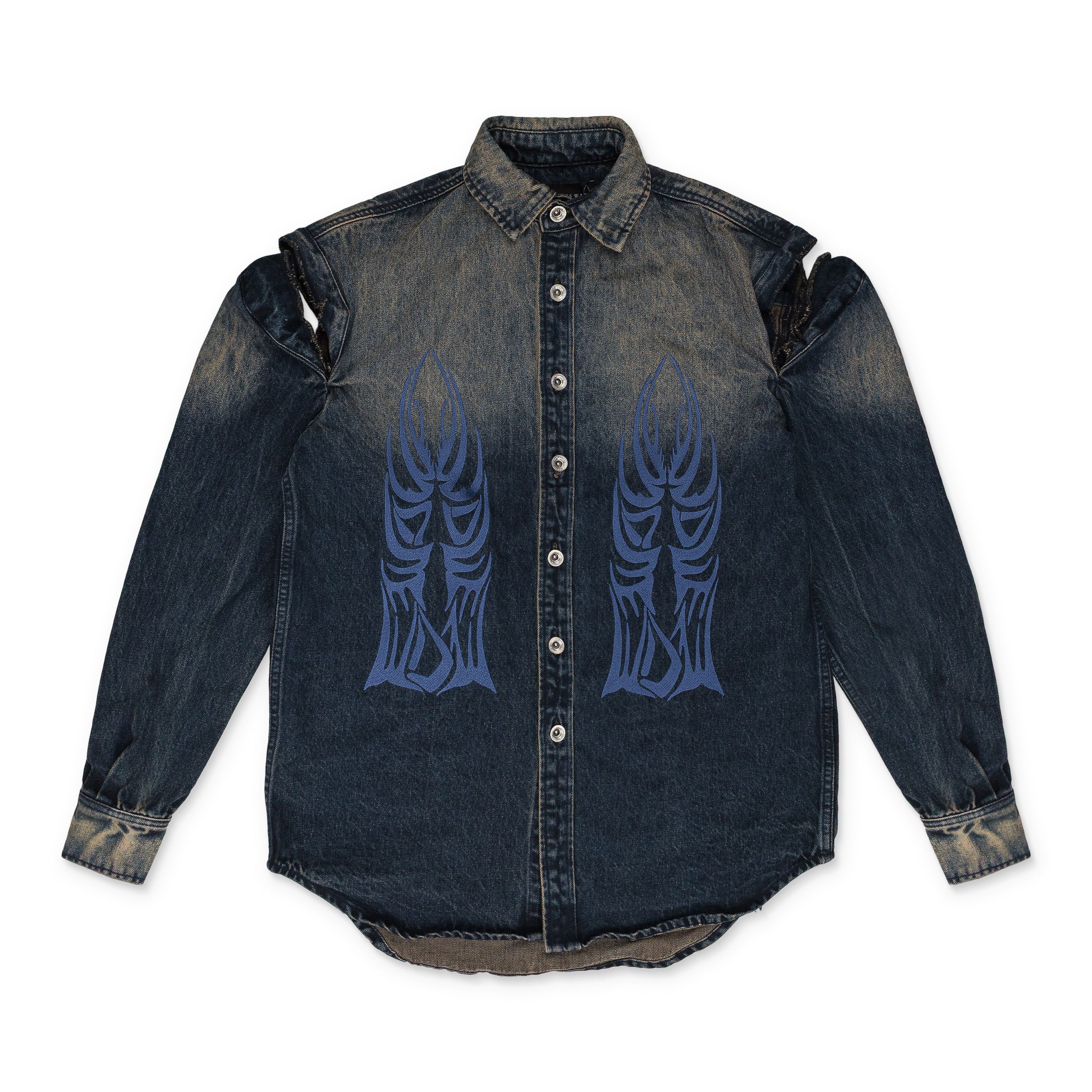 Who Decides War INDIGO GRADIENT BUTTON-DOWN SHIRT SIZE XL