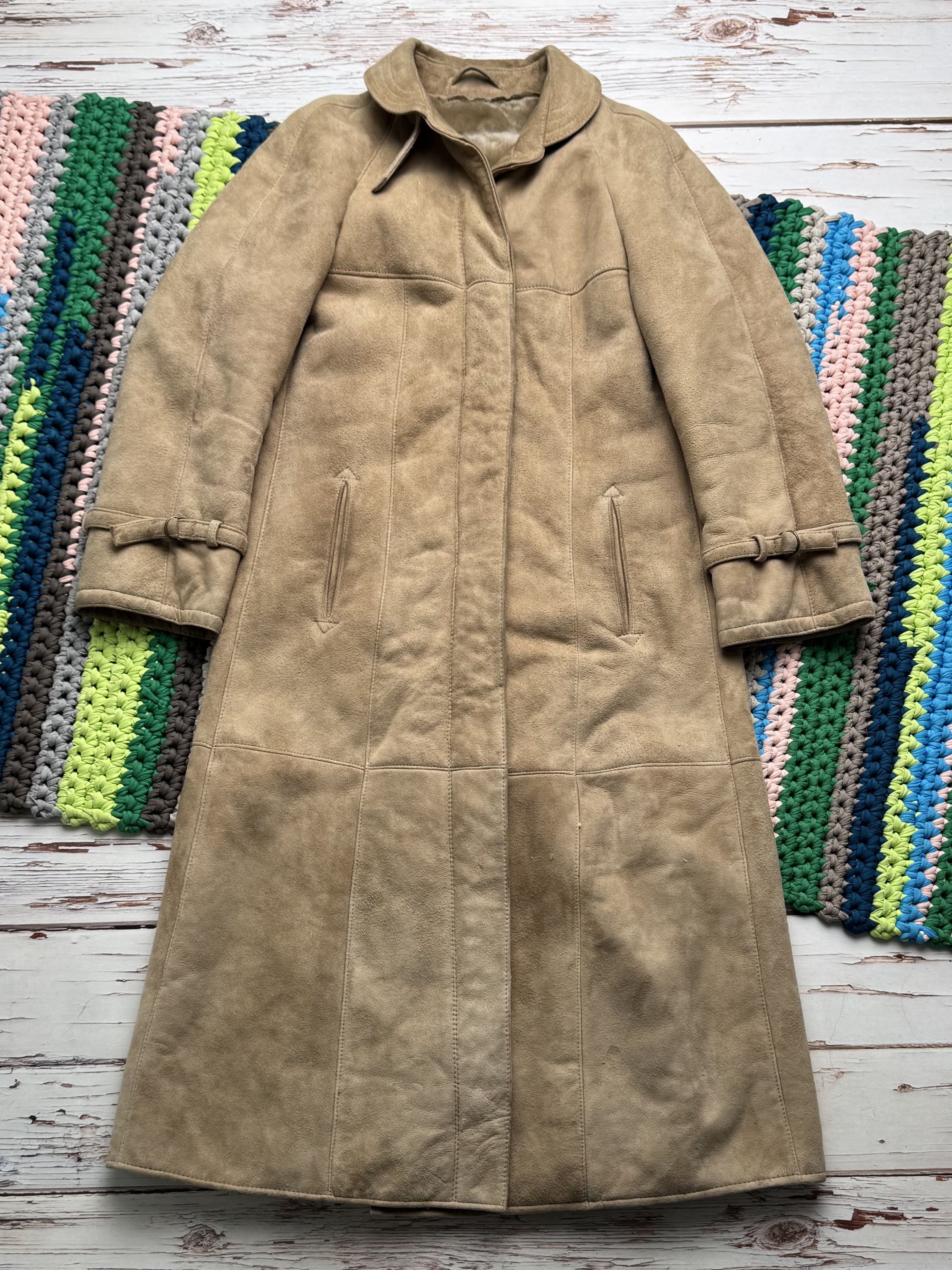 Vintage Y2K Shearling Leather Maxi Coat Longline Winter Y2K (ET1) Size L / US 10 / IT 46 - 5 Thumbnail