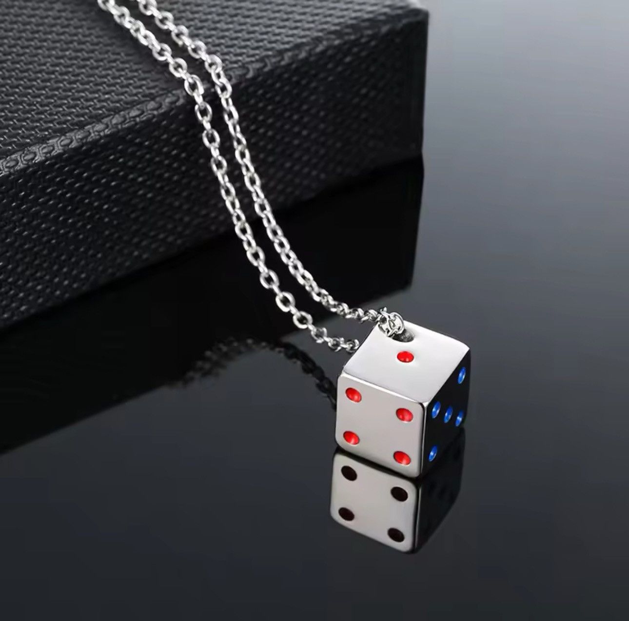 Jewelry Silver Cool Cube Dice Style Necklaces Size ONE SIZE - 1 Thumbnail
