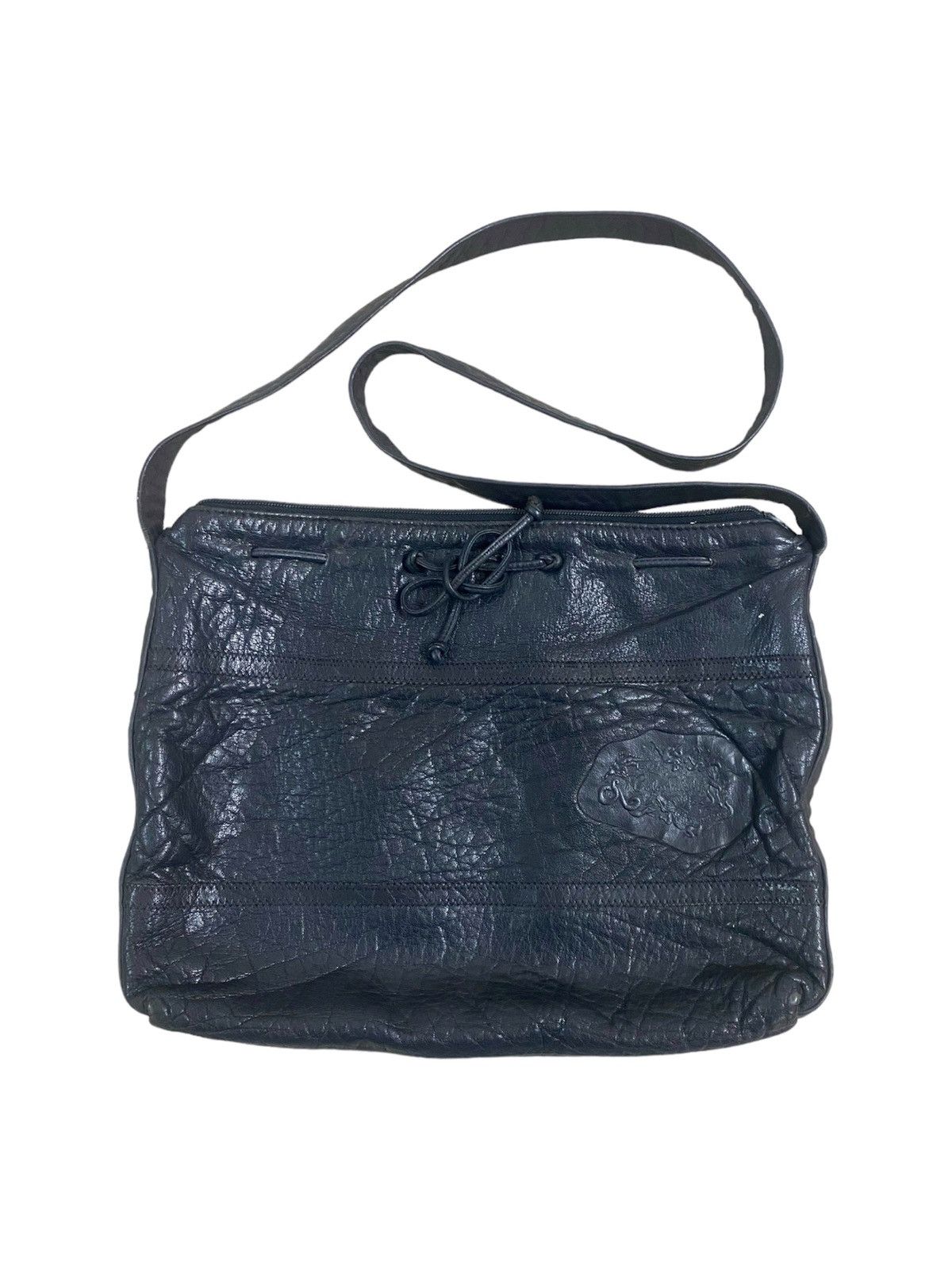Vintage Vintage Black Carlos Felchi Leather Sling Bag Size ONE SIZE - 1 Thumbnail