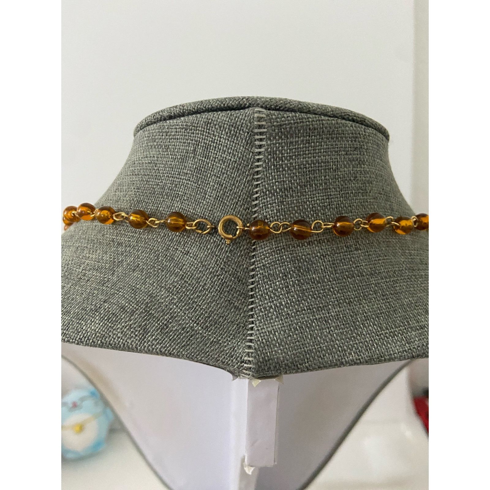 Vintage Vintage orange bead necklace gold tone Size ONE SIZE - 3 Thumbnail