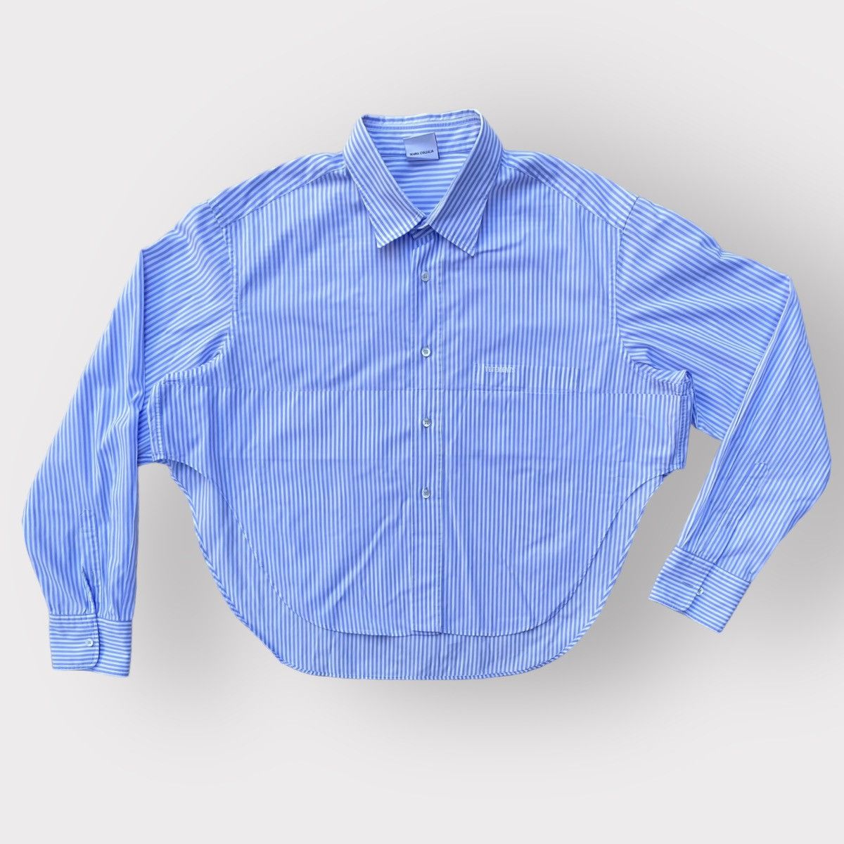 Vetements SS19 Blue Stripes Oversized Cropped Shirt Size XS / US 0-2 / IT 36-38 - 3 Thumbnail
