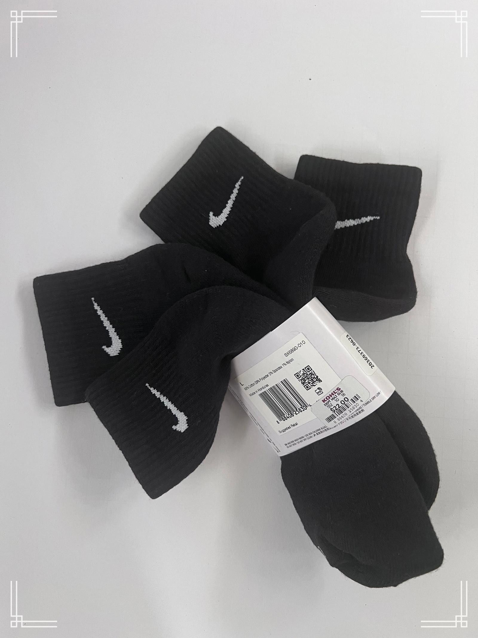 Nike 2 Pairs of Nike Evay Plus Black Socks - Women 10-13 Men 8-12 Size ONE SIZE - 2 Thumbnail