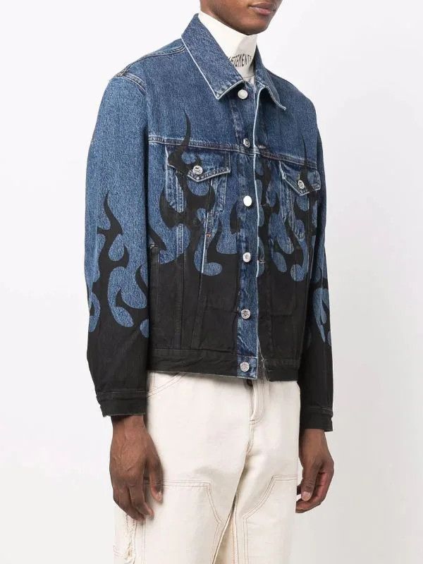 Vetements o1mle0824 Fire Denim Jacket in Black & Blue Size XL / US 12-14 / IT 48-50 - 4 Thumbnail