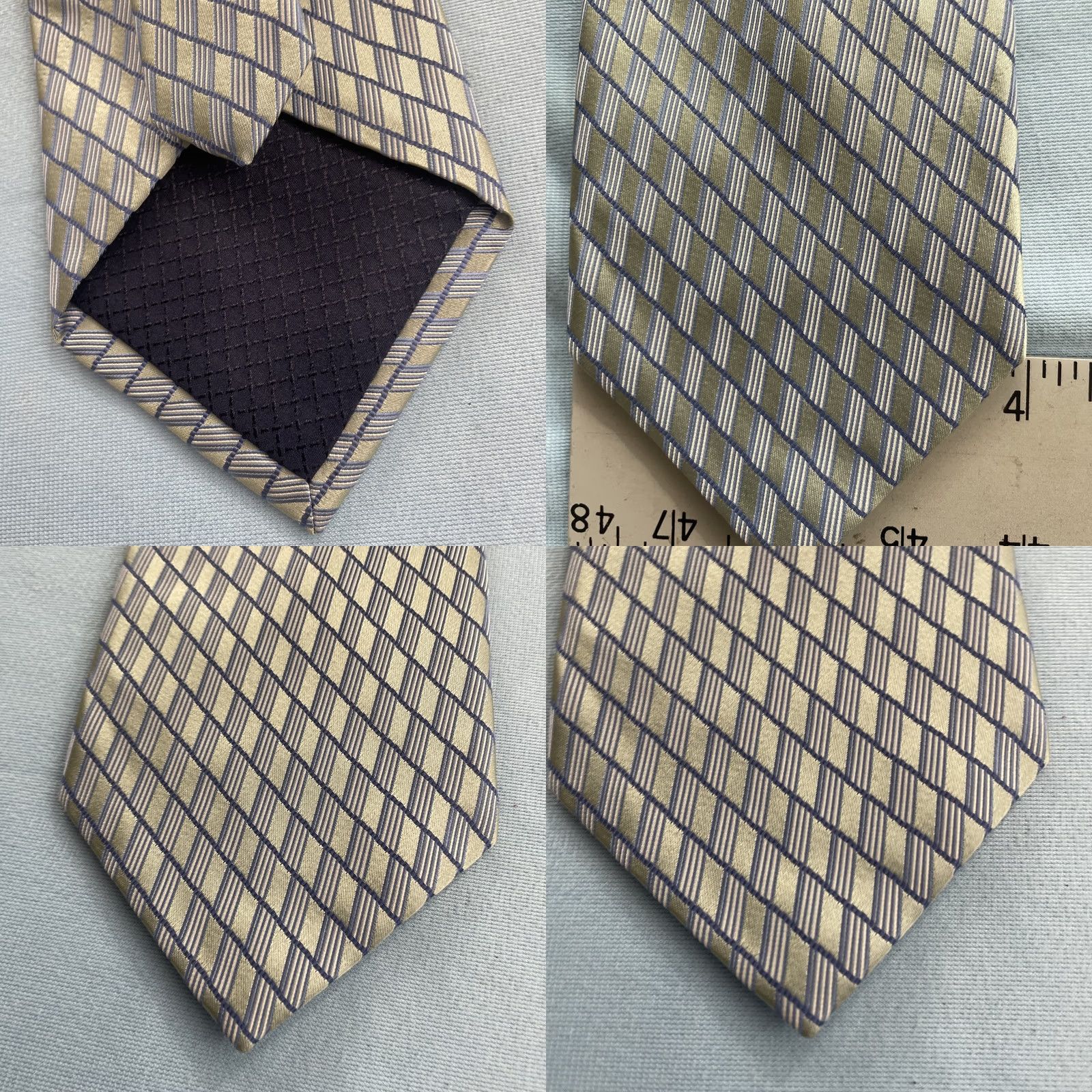 Vintage VINTAGE Jones New York Silk Tie Wove Necktie Plaid Green Gray Exec Capsule 4x56 Capsule Wide Necktie Size ONE SIZE - 8 Thumbnail