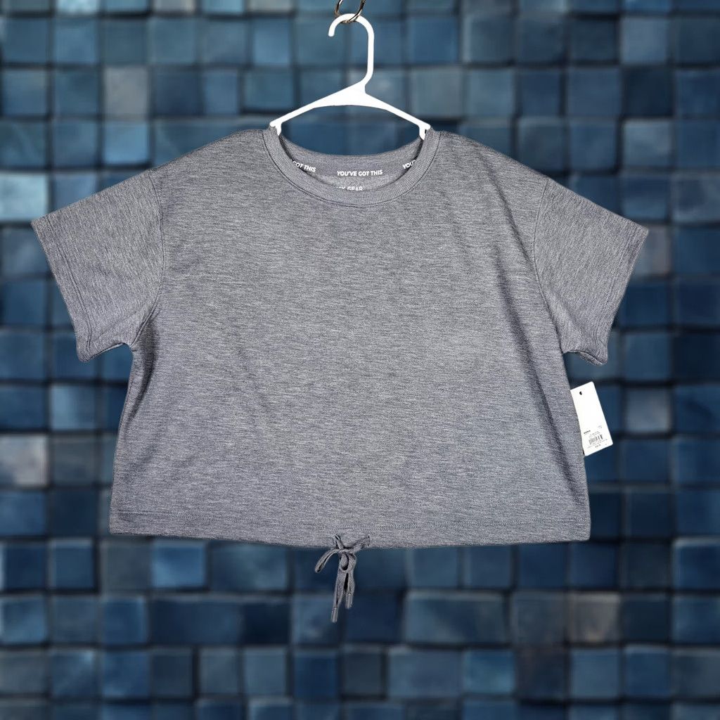 Tek Gear TEK GEAR On-the-Go Gear Women's Gray Short Sleeve Cropped Tee Size L Size 36" / US 14 / IT 50 - 1 Thumbnail