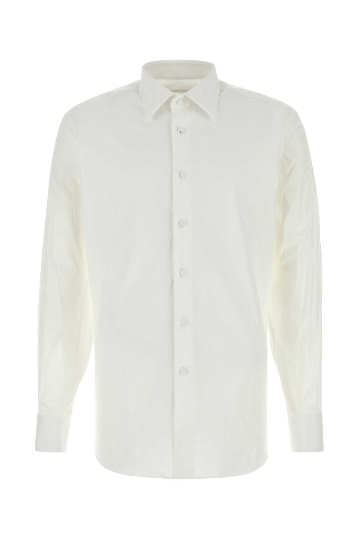 Prada White Stretch Cotton Blend Shirt Size US XS / EU 42 / 0 - 1 Thumbnail