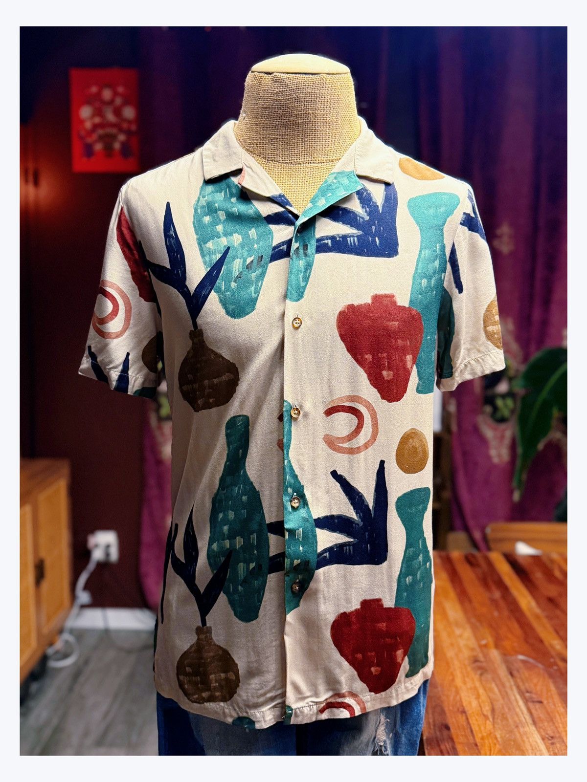 Asos Vintage-Style Abstract Pottery Print Shirt – Unisex M Size US M / EU 48-50 / 2 - 2 Thumbnail