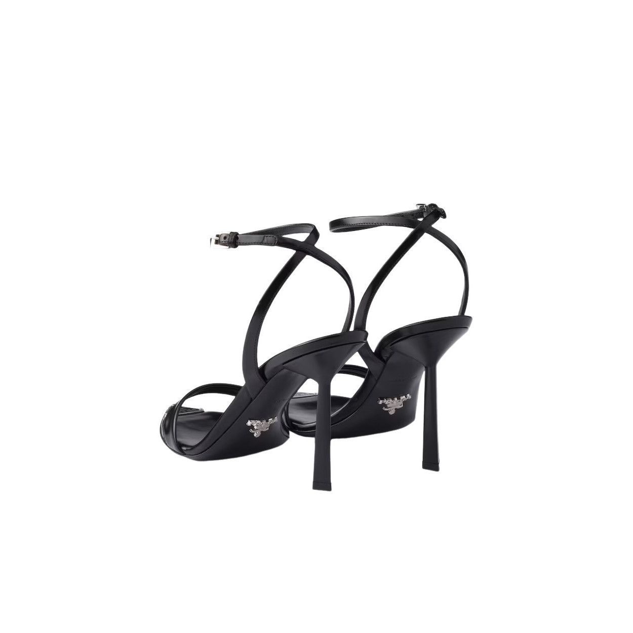 Prada PRADA $1250 Black 100mm Brushed Leather Sandals New & Authen Size US 8 / IT 38 - 4 Thumbnail