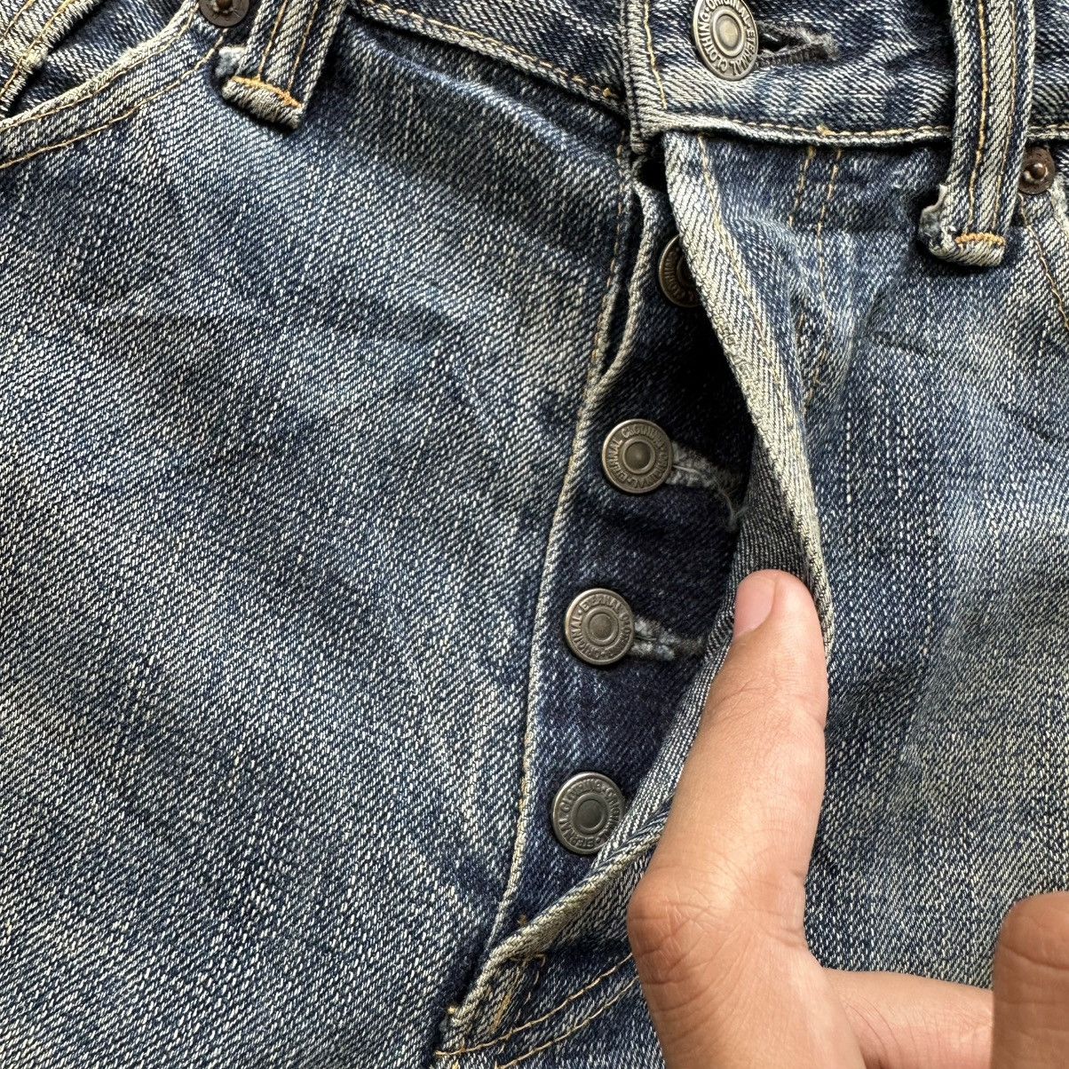 If Six Was Nine Vintage Japanese Distressed Faded Denim Jean Pant W33 Size US 33 - 5 Thumbnail