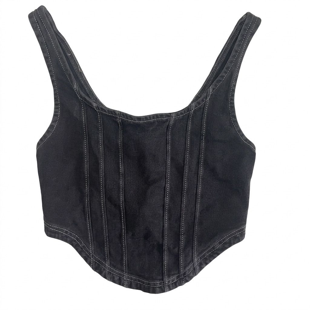 Other Black Denim Corset Top - Contrast Stitching Size S / US 4 / IT 40 - 1 Thumbnail