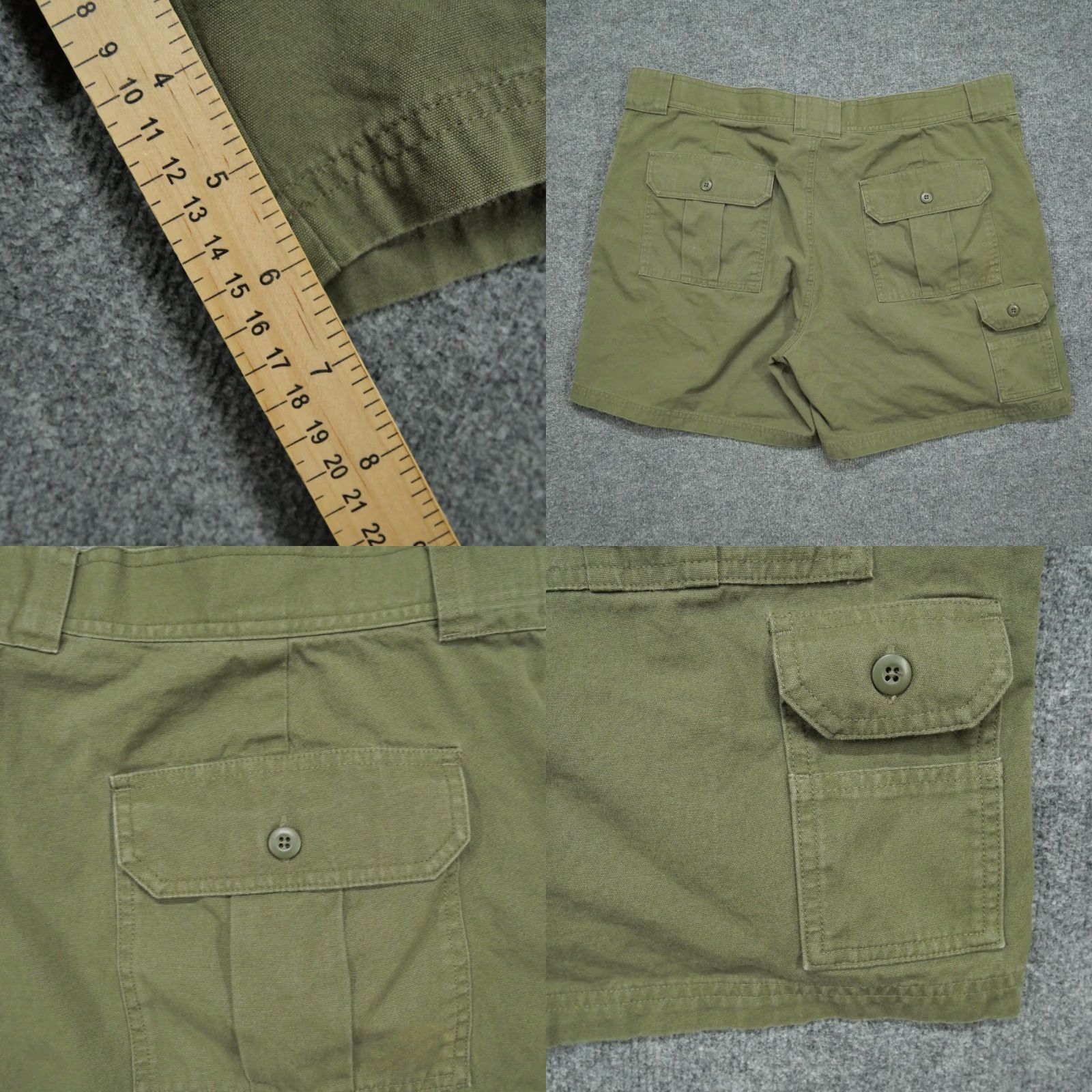 Vintage Cabela's Shorts Mens Medium Green Canvas Outdoors Military - Casual, 42 Inseam 6 in, Cotton, Flat Front, Pockets, Chino, Classic Fit, Summer, Men Size US 42 / EU 58 - 8 Thumbnail