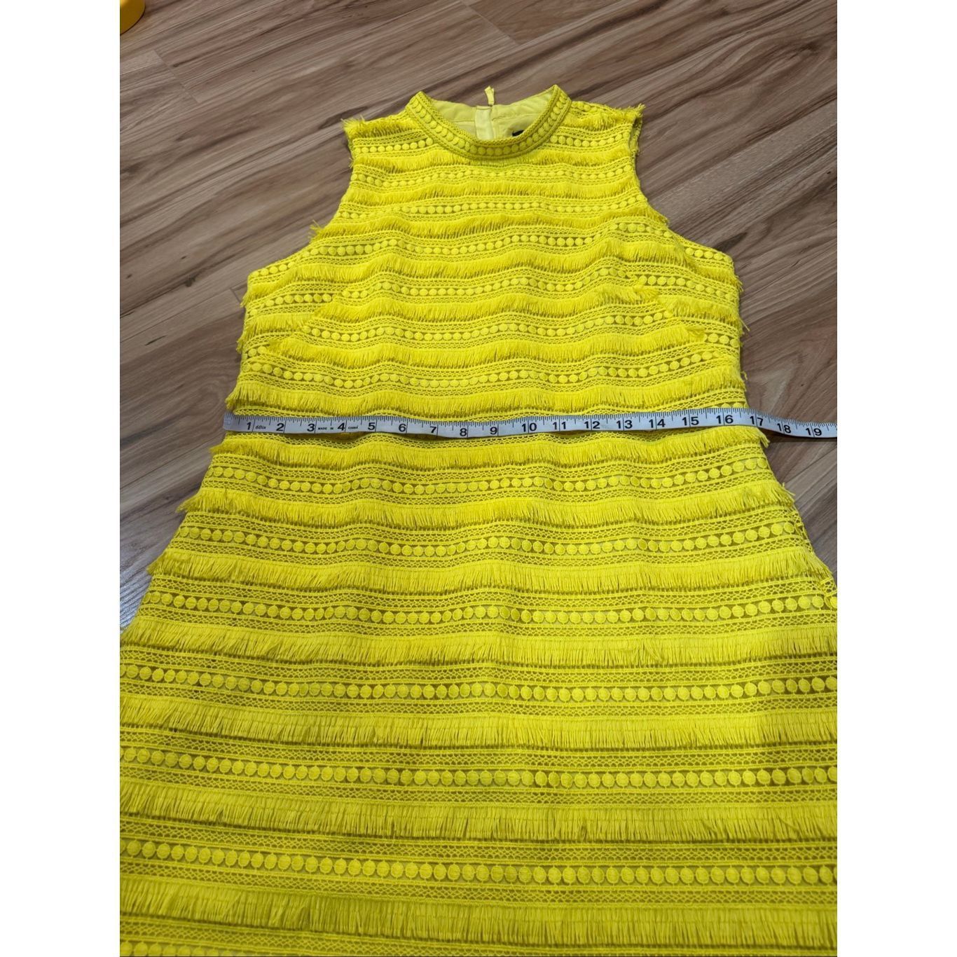 J.Crew J Crew NWT Yellow Fringe Tiered Lace Sheath Sleeveless Dress Size L / US 10 / IT 46 - 9 Thumbnail