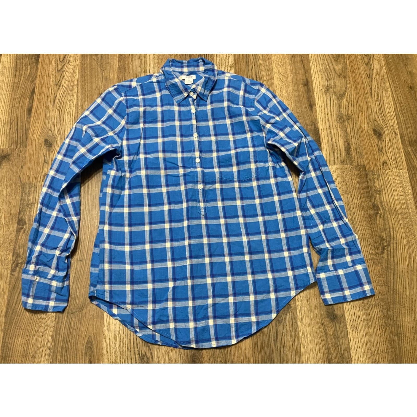 J.Crew J.CREW Shirt, Women's XS, Plaid, Button-Up, Long Sleeve, Blue, Casual, Regular, FALL SPRING SUMMER, Womens, Button-Up, Vintage: No Size XS / US 0-2 / IT 36-38 - 2 Thumbnail