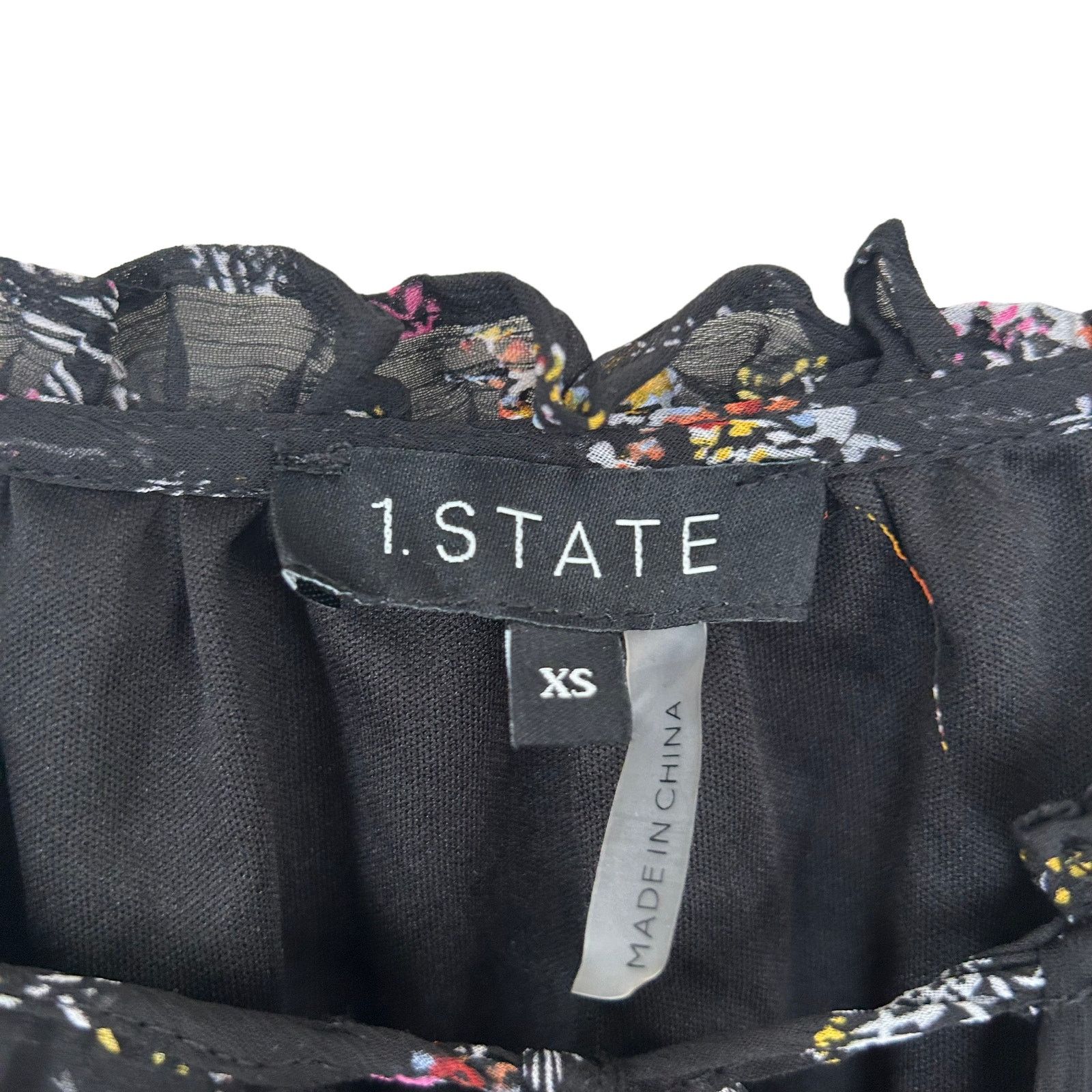 Other 1. State Black Floral Chiffon Off The Shoulder Blouse Sz XS Size XS / US 0-2 / IT 36-38 - 2 Thumbnail