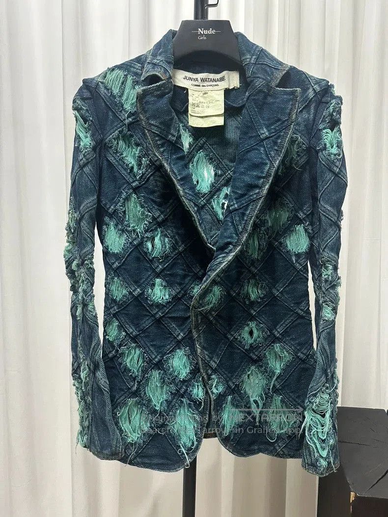 Junya Watanabe Junya Watanabe Distressed Plaid Denim Jacket. Size US M / EU 48-50 / 2 - 1 Thumbnail