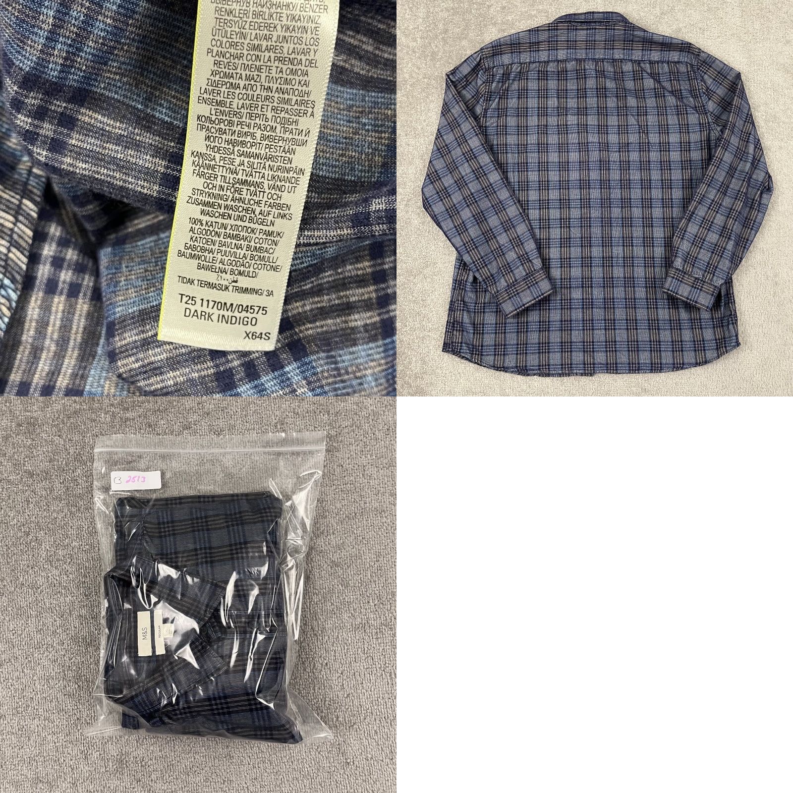 Marks & Spencer M&S Marks & Spencer Shirt Mens XL Blue Plaid Corduroy Cord Lightweight Button Up Size US XL / EU 56 / 4 - 8 Thumbnail