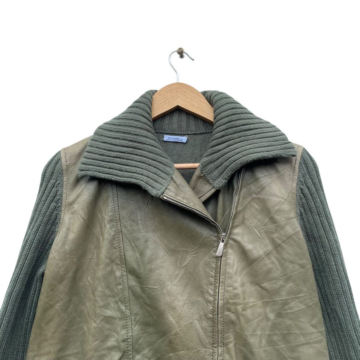 Genuine Leather × Malo Italian Designer Malo Leather Jacket Size M / US 6-8 / IT 42-44 - 2 Thumbnail
