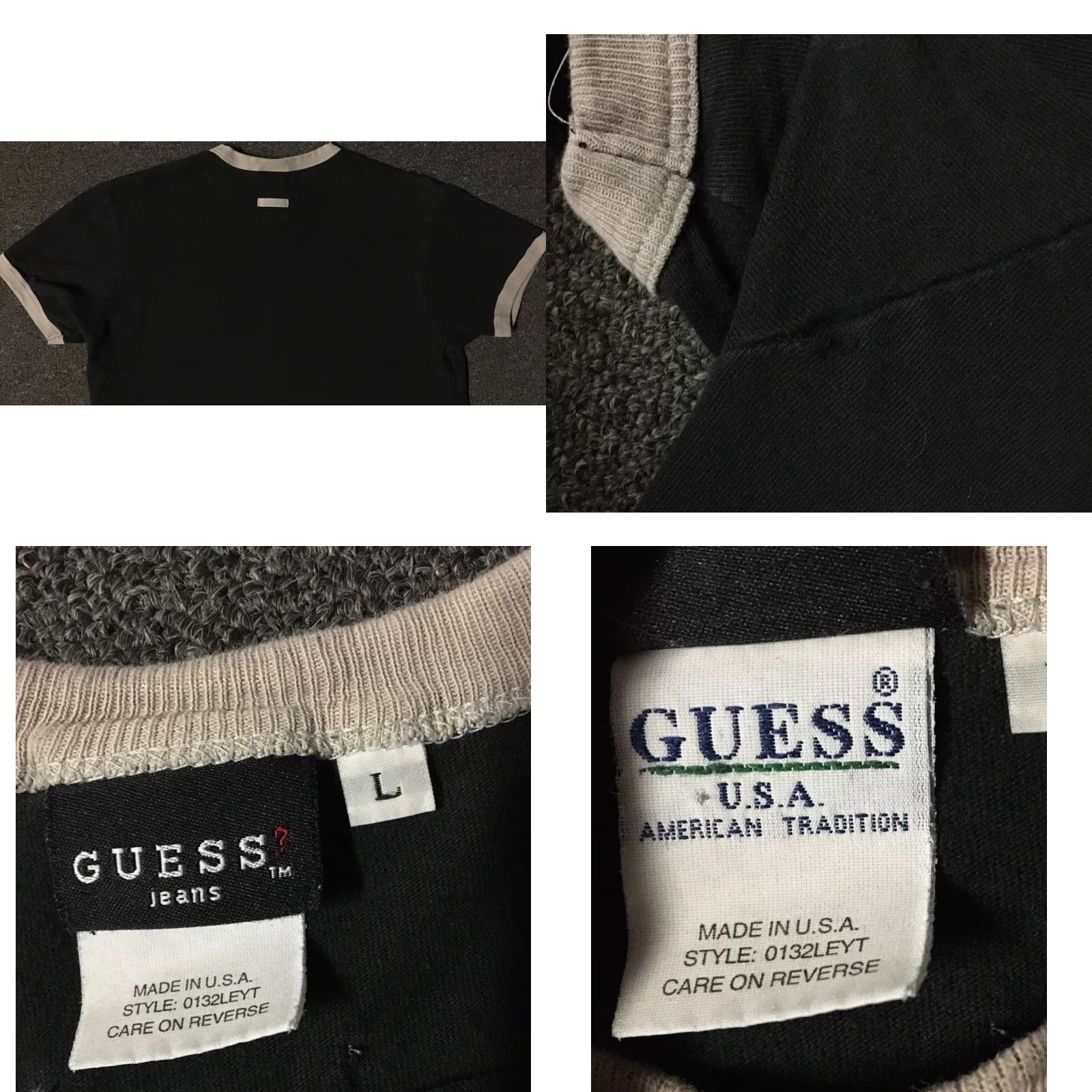 Vintage VINTAGE GUESS Shirt Men S Black 90s USA Distressed Faded Spellout Ringer 80s 90s Grunge Rock Surf Skate ASAP Size US S / EU 44-46 / 1 - 8 Thumbnail