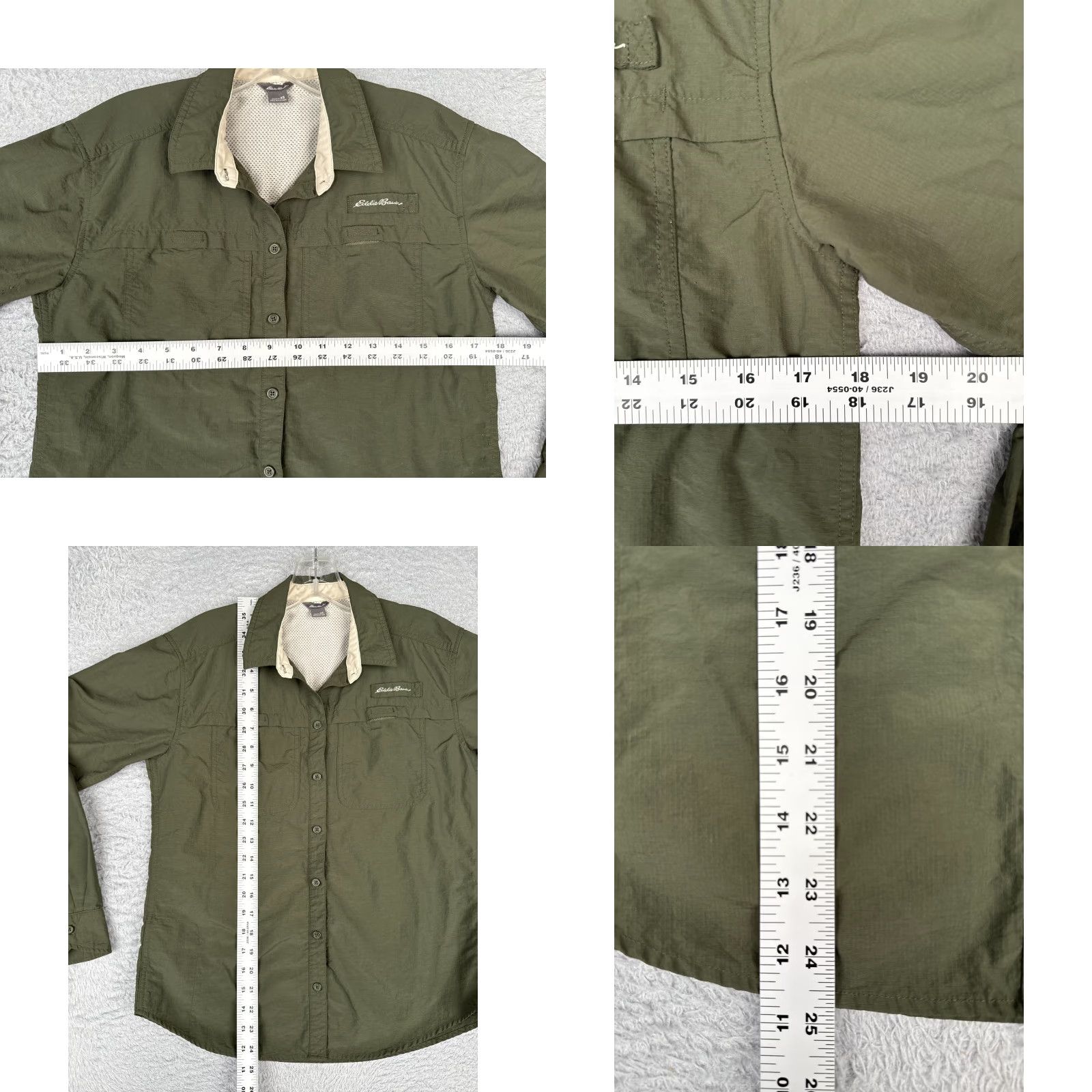 Eddie Bauer Eddie Bauer Shirt Women XS Green Button Up Long Sleeve Casual Knit Cotton Woven Fish Pattern Button-Up - Adult Womens Size XS / US 0-2 / IT 36-38 - 8 Thumbnail