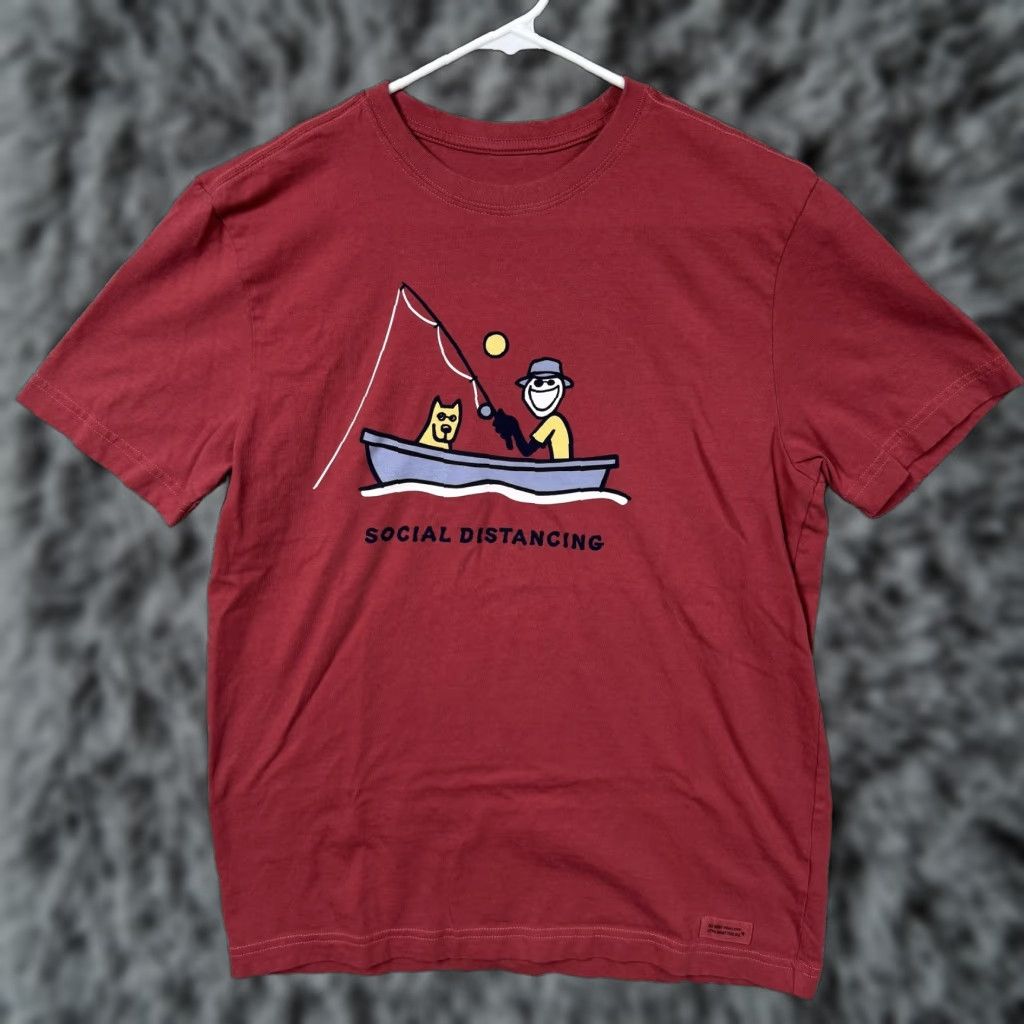 Life is Good Life is Good Shirt Mens Small Red Social Distancing Fishing Funny Graphic Tee Size US S / EU 44-46 / 1 - 1 Thumbnail
